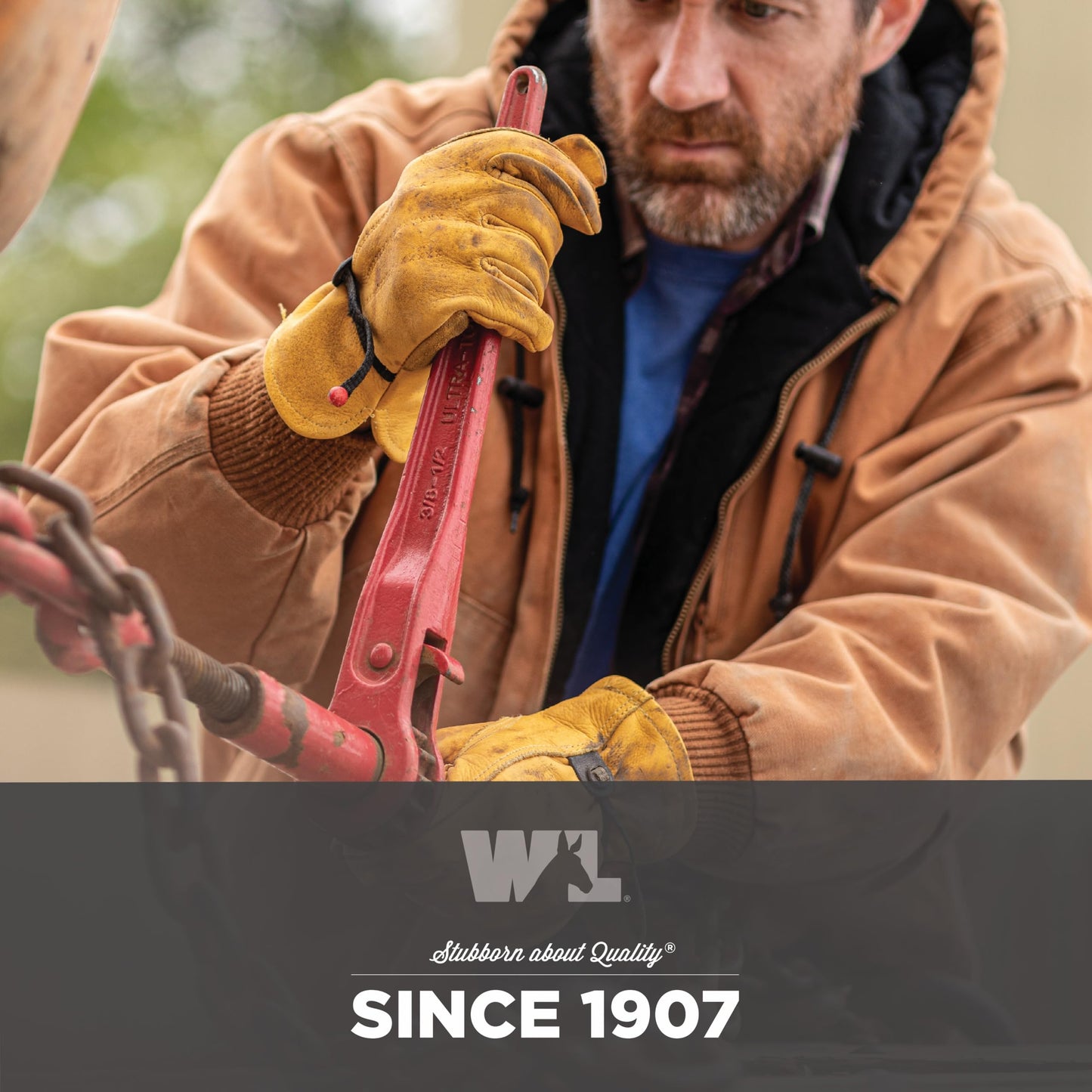 Wells Lamont Leather Work Gloves for Men – Heavy Duty, Cowhide, Abrasion & Puncture Resistant – Adjustable Wrist, Gunn Cut Design, Ideal for Ranching, Farming, Construction - Saddletan - S