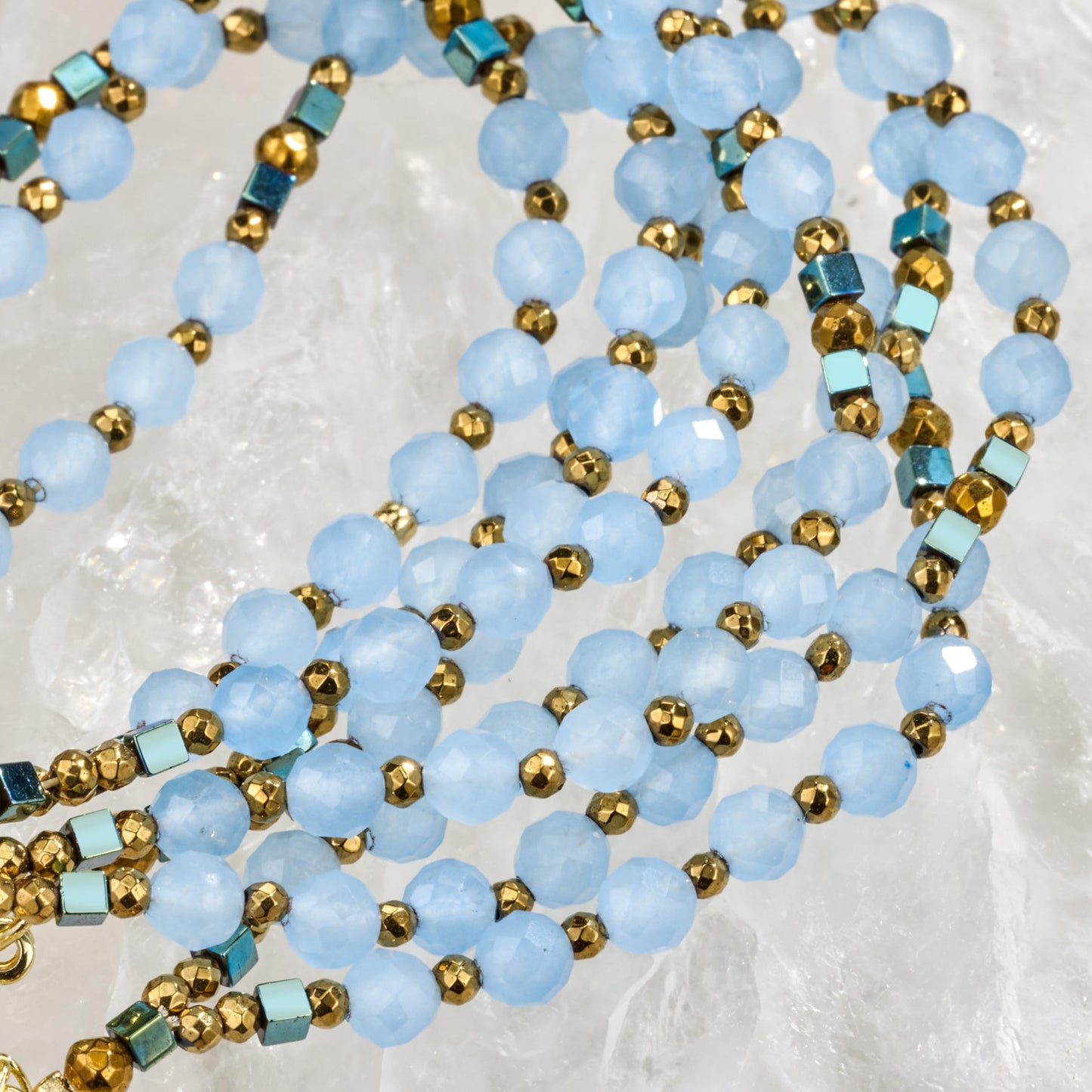 Farfume Aquamarine - Hope - Crystal Beaded Bracelets, Chakra 4mm Natural Stone Beads Bracelets, Gemstone Spiritual Jewelry Gifts for Mother's Day