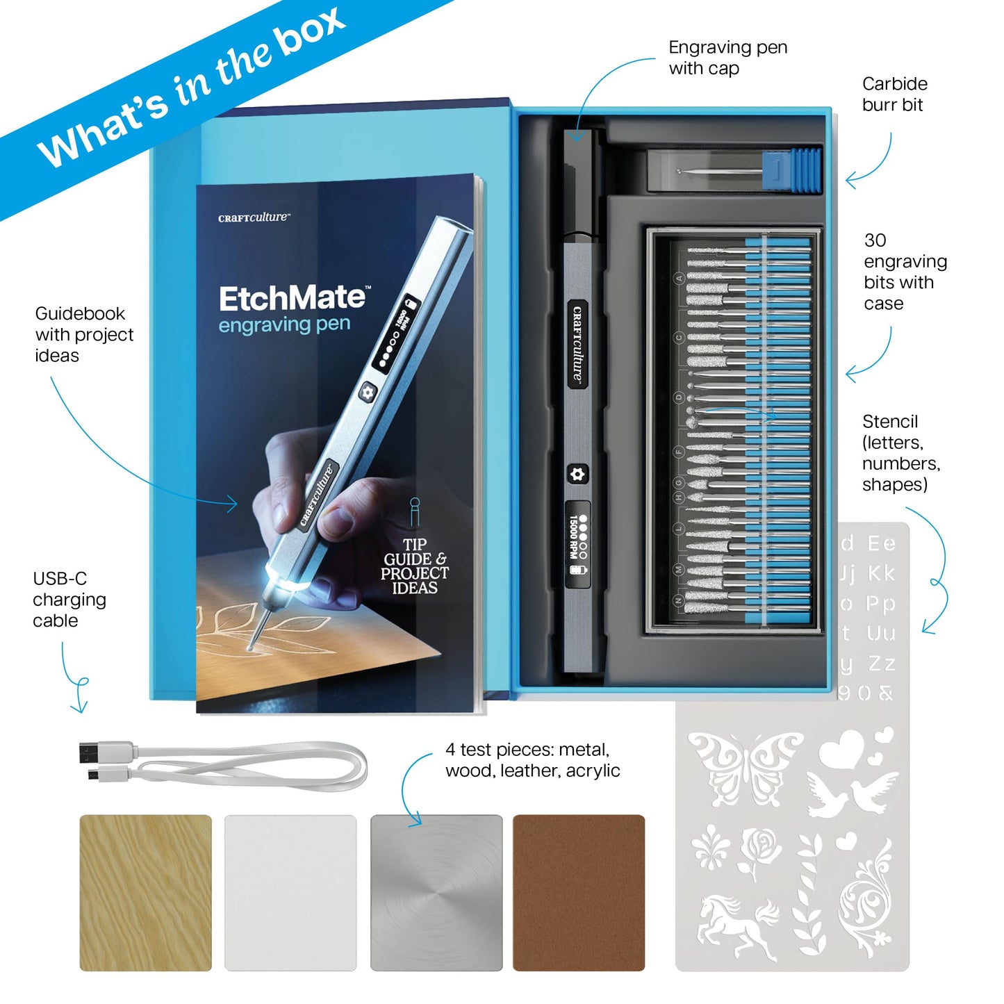 EtchMate Engraving Pen for Metal, Wood, Glass, Plastic & All Materials - Cool Birthday Gift Ideas - Engraver Pen Tool - Teen Boy Gifts - Unique Gifts for Women, Teenage Girl - Craft Kits for Adults