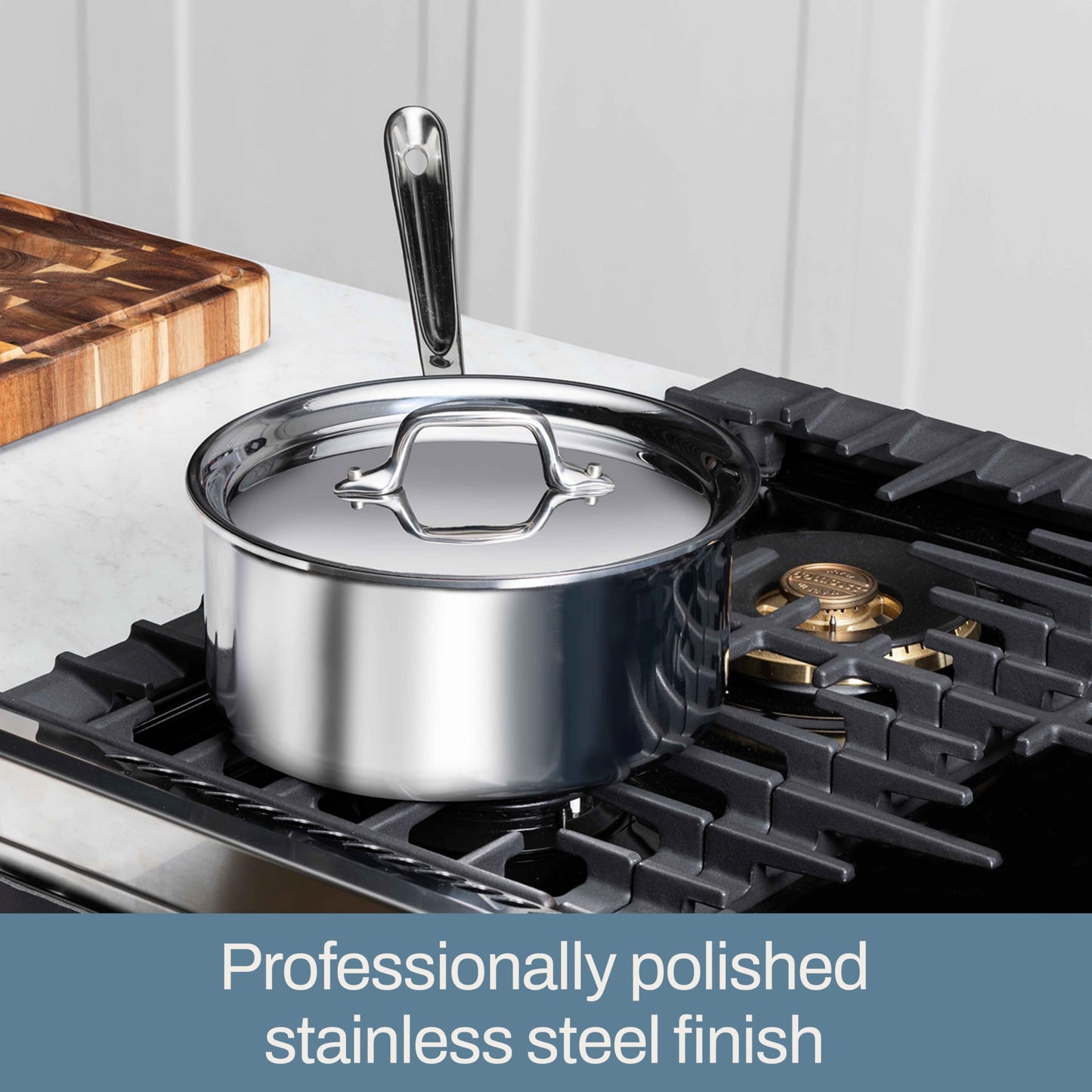 All-Clad D3 3-Ply Stainless Steel Sauce Pan with Lid 2 Quart, Induction, Oven Broiler Safe 600F, Multipurpose, Compatible w/ All Cooktops, For Restaurant or Home Kitchen, Pots & Pans, Cookware, Silver