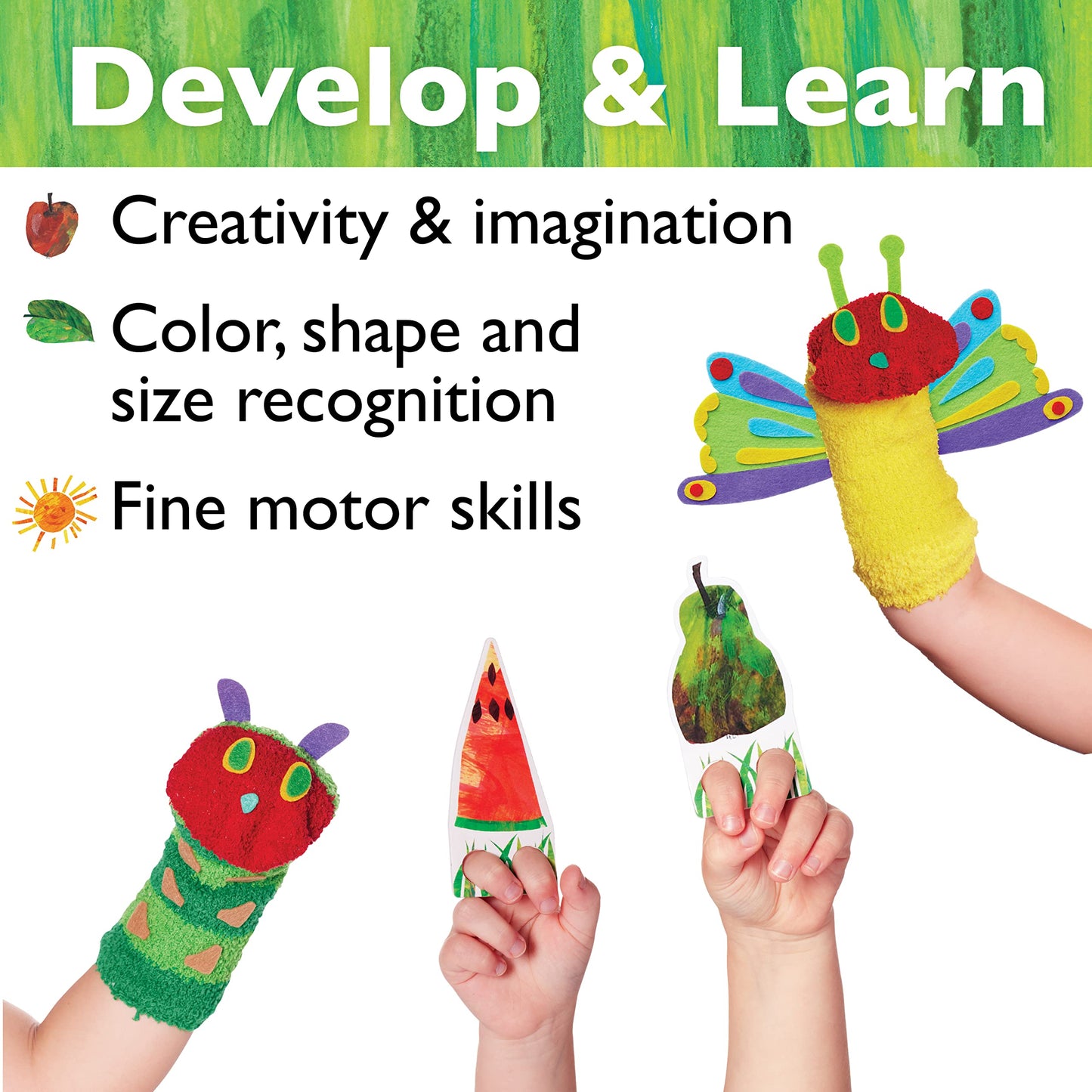 Creativity for Kids The Very Hungry Caterpillar Story Puppets: Sock Puppet Kit for Toddlers from The World of Eric Carle, Crafts for Kids (Ages 3+)
