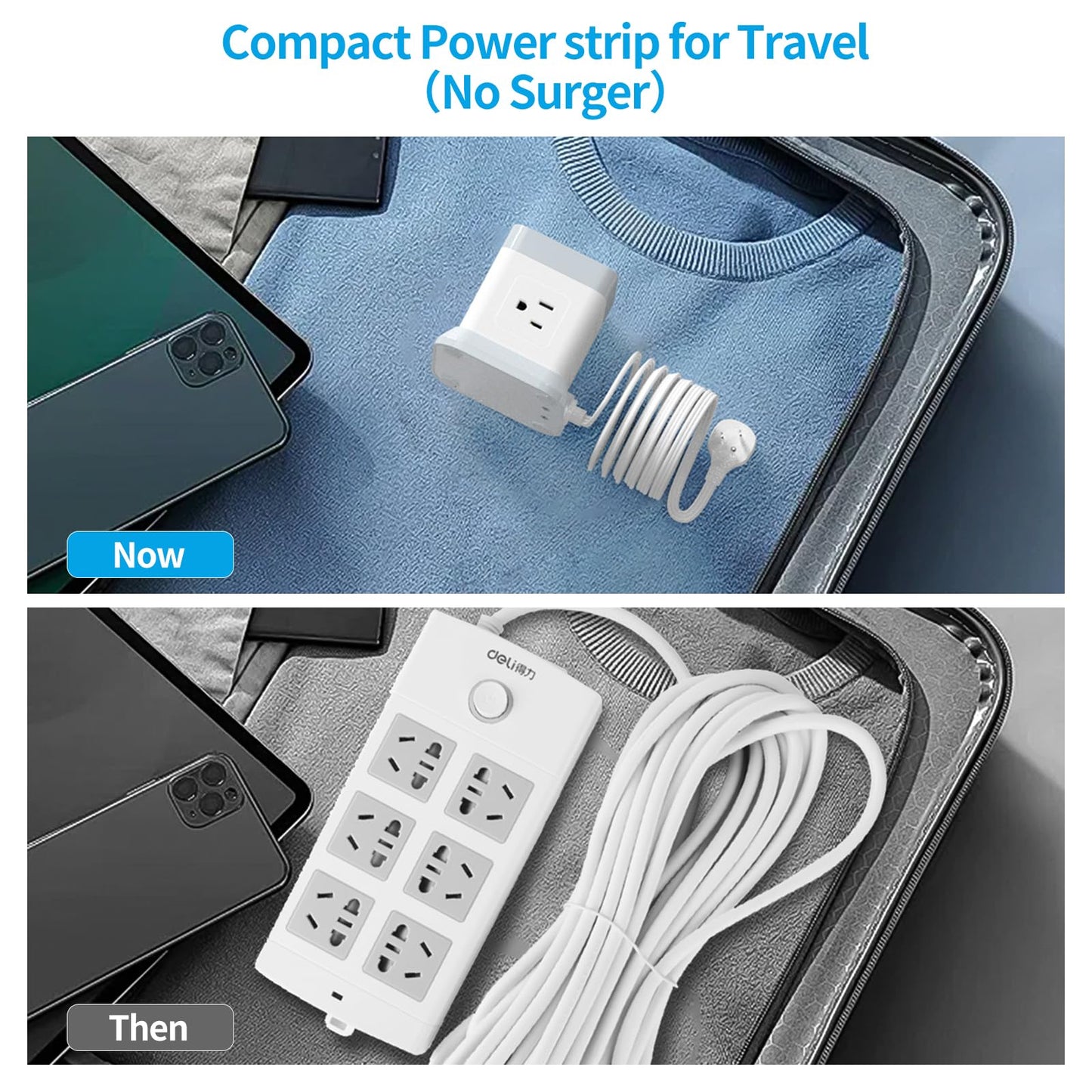 Power Strip with USB, FDTEK Flat Plug Extension Cord with 4 Outlets and 3 USB(1 USB C), 5 FT Power Cord Desktop Charging Station, Overload Protection, Compact Portable for Travel Home Office