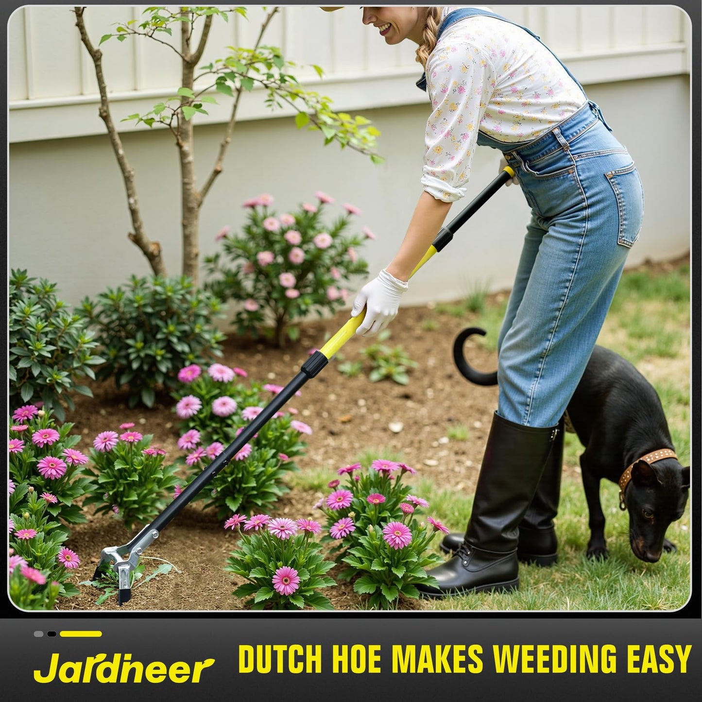 Jardineer Garden Hoe with Long Handle, Scuffle Hoe for Weeding, Stirrup Hoes for Flower Beds,Yards(64 inches)