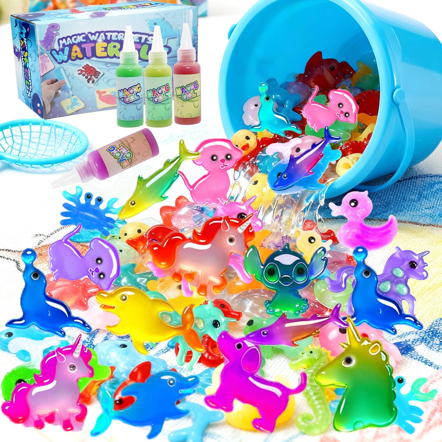 18 Colors Magic Water Elf Kit with 20 New Molds, DIY Hydrogel Aqua Fairy Water Gel Toy, Creative Sensory Learning Resources Art Craft Kit for Kids Ages 4-8-12, Educational Birthday for Girls Boys