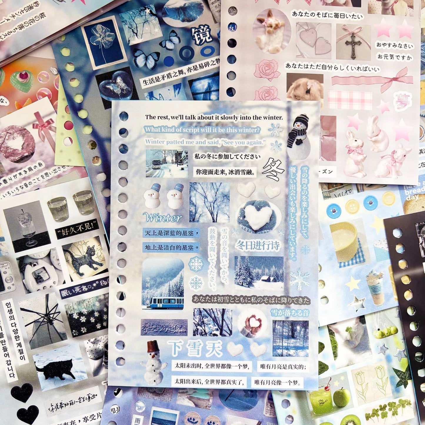 600+Japanese Stickers for Journaling Supplies,30 Sheets Decorative Scenery Sentences Themed Japanese Sticker Book for Scrapbooking,Junk Journal Supplies, DIY Crafts (Monsoon)