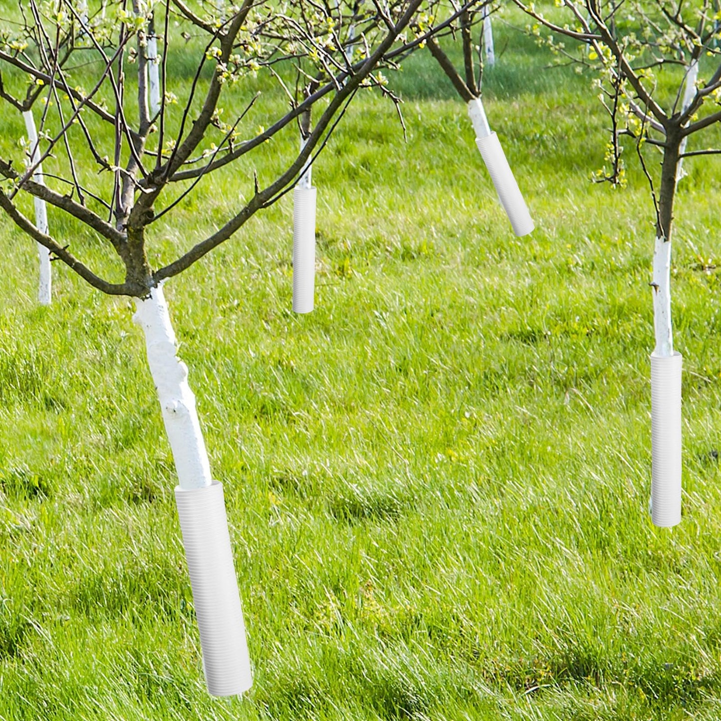 Menkxi 20 Pcs Tree Trunk Protectors from Deer Tree Wraps to Protect Bark Grow Tubes for Saplings Corrugated Guards Covers from Animals Rodents Mowers(15.7 x 2", 15.7 x 1.5",White)