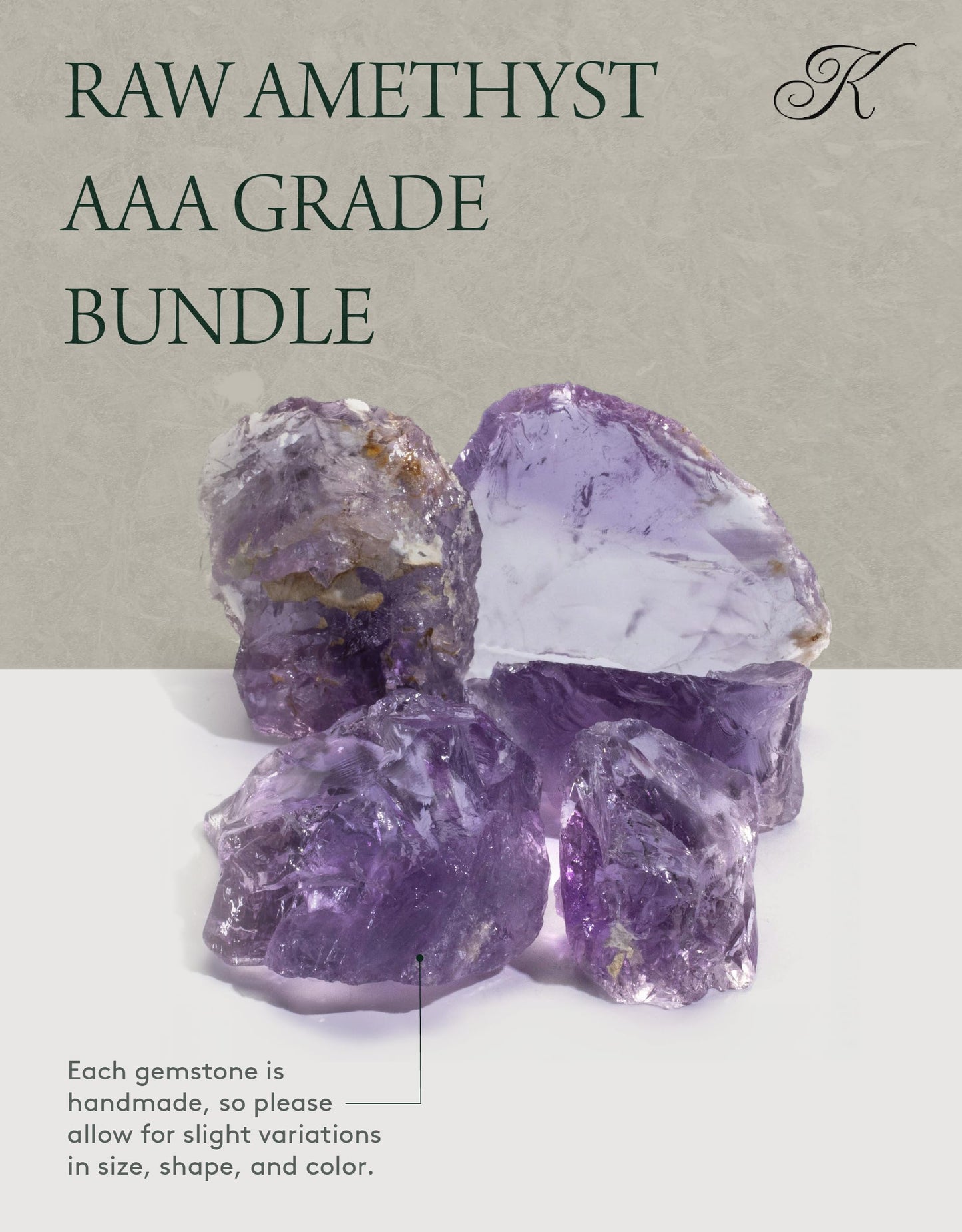 KALIFANO Rough Amethyst with Healing & Calming Effects - AAA Grade High Energy Raw Amatista with Information Card - Reiki Crystal Used for Stress Relief and Tranquility (Family Owned and Operated)