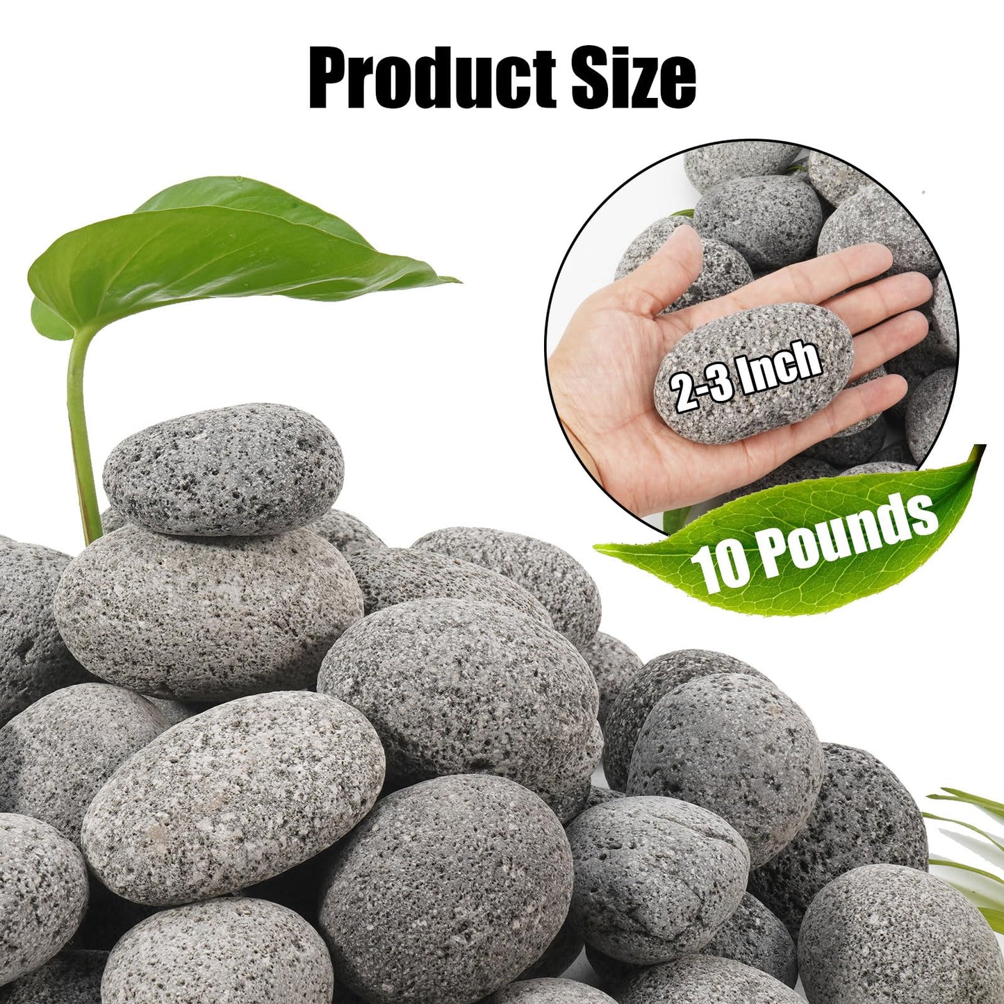 Premium 2-3 Inch Black Lava Rock Pebbles, 10 Pounds Fire Rocks for Gas Fire Pits, Fireplaces, Landscaping, and Plant Cultivation, Natural Tumbled Stones for Indoor and Outdoor Use