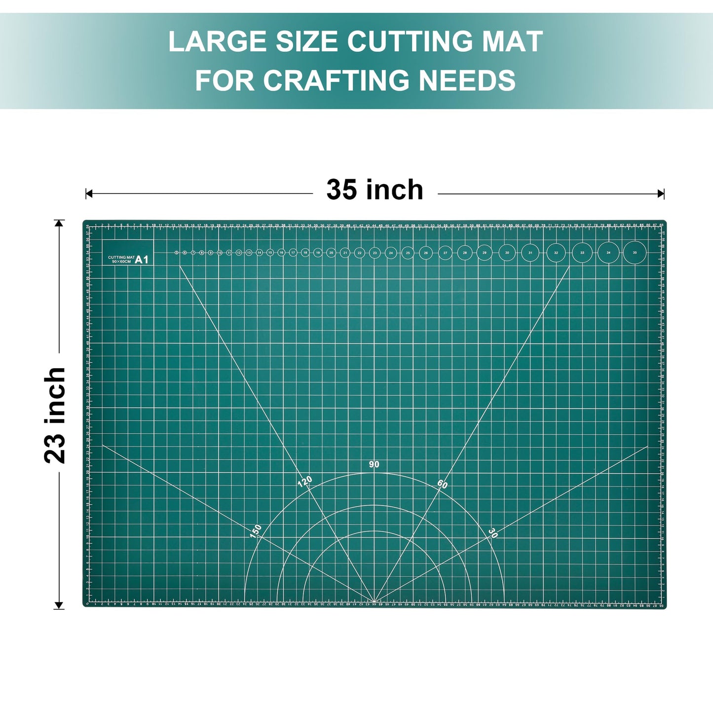 Prime Vinyl Cutting Mat, 23" x 35" Large Self Healing Sewing Mat, 5-Ply Heavy Cut Board, Rotary Cutting Mat for Crafts, Sewing Supplies and Quilting Tools.