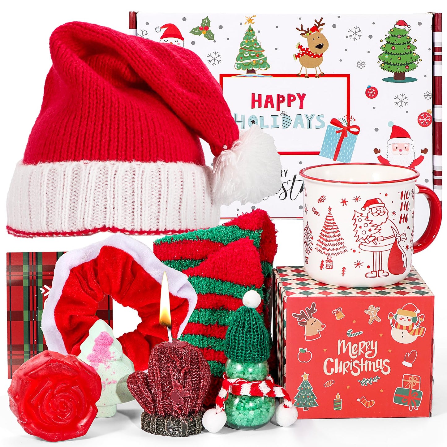 Atonofun Christmas Gifts for Women, Xmas Basket Essentials for Adults with Mug Relaxing Spa Gifts for Teen Adults Mom Wife Teen Girls
