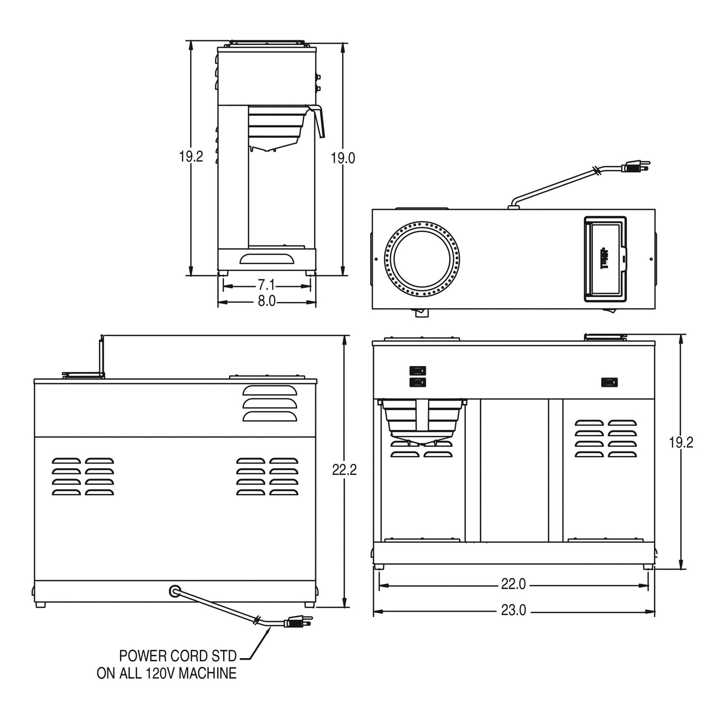 BUNN 04275.0031 VPS 12-Cup Pourover Commercial Coffee Brewer, with 3 Warming Stations (120V/60/1PH)