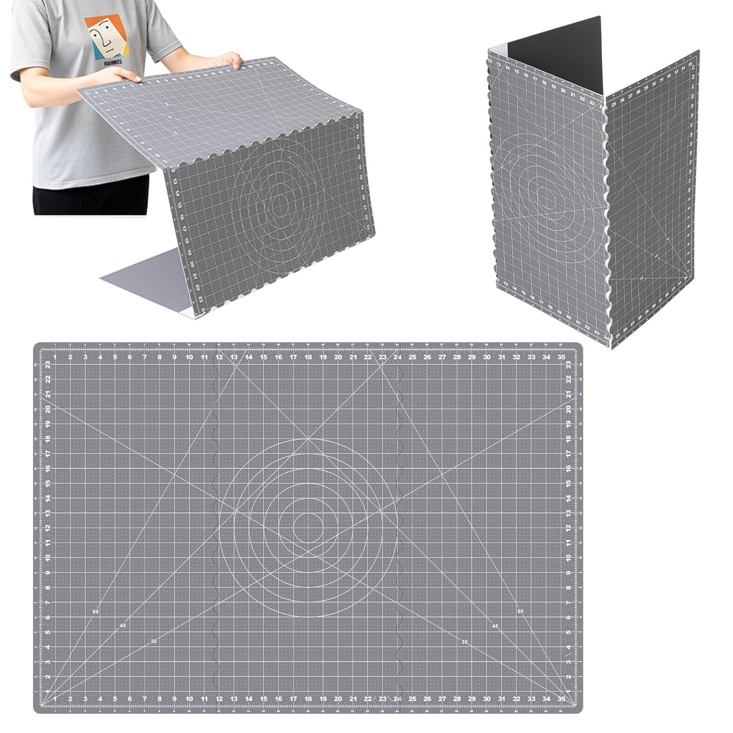 Teenyyou 24" x 36" Self Healing Folding Cutting Mat with Grid for Quilting, Sewing, Craft Hobby Board Sewing Cutting Mat for Quilting, Leather, Fabric, Crafting, Scrapbooking, Art, Clay