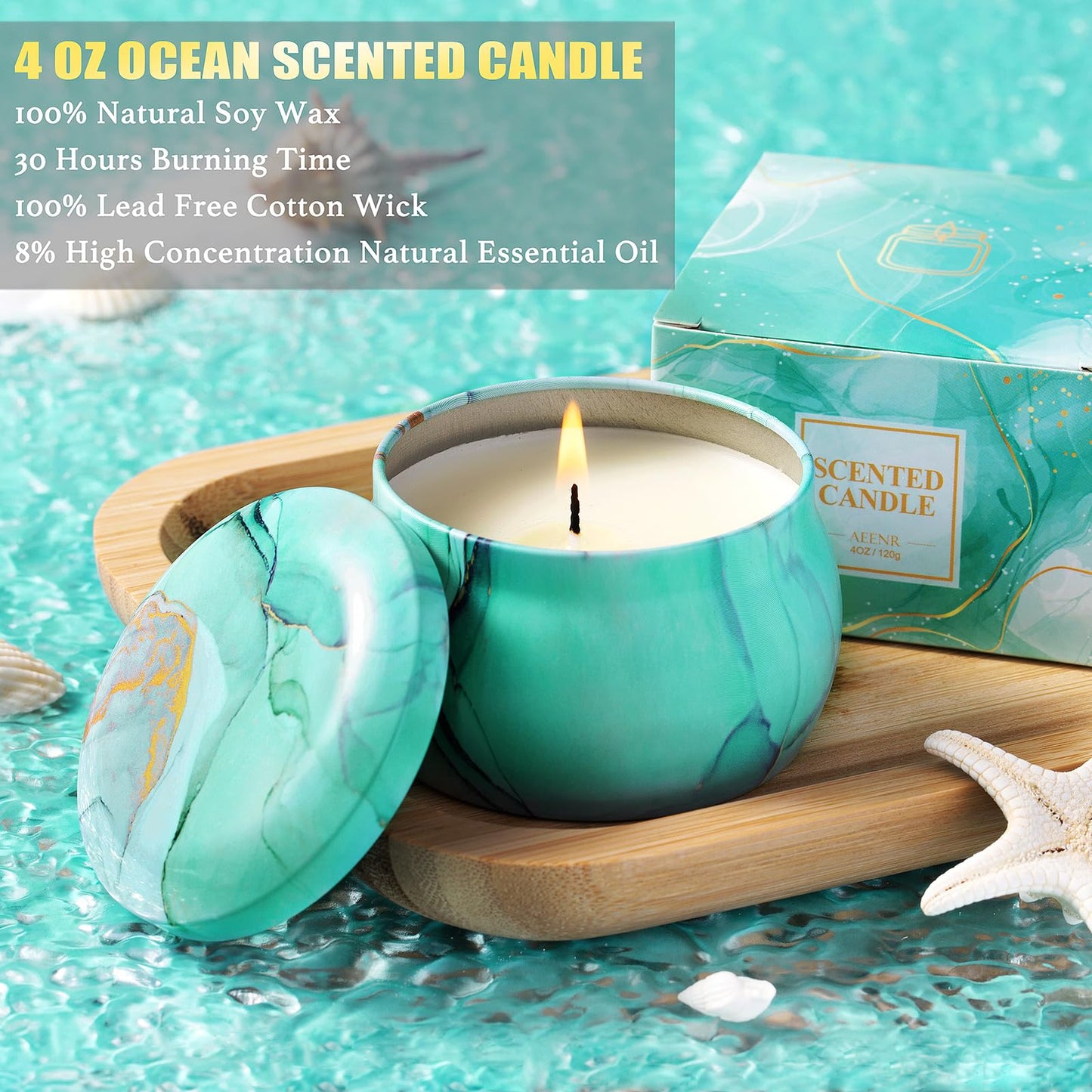 Birthday Gifts for Women, Mothers Day Spa Gifts for Mom from Daughter, Self Care Get Well Soon Gift Baskets for Her Sister Wife Girlfriend Ocean Relaxing Spa Care Package w/Blanket 40 OZ Tumbler