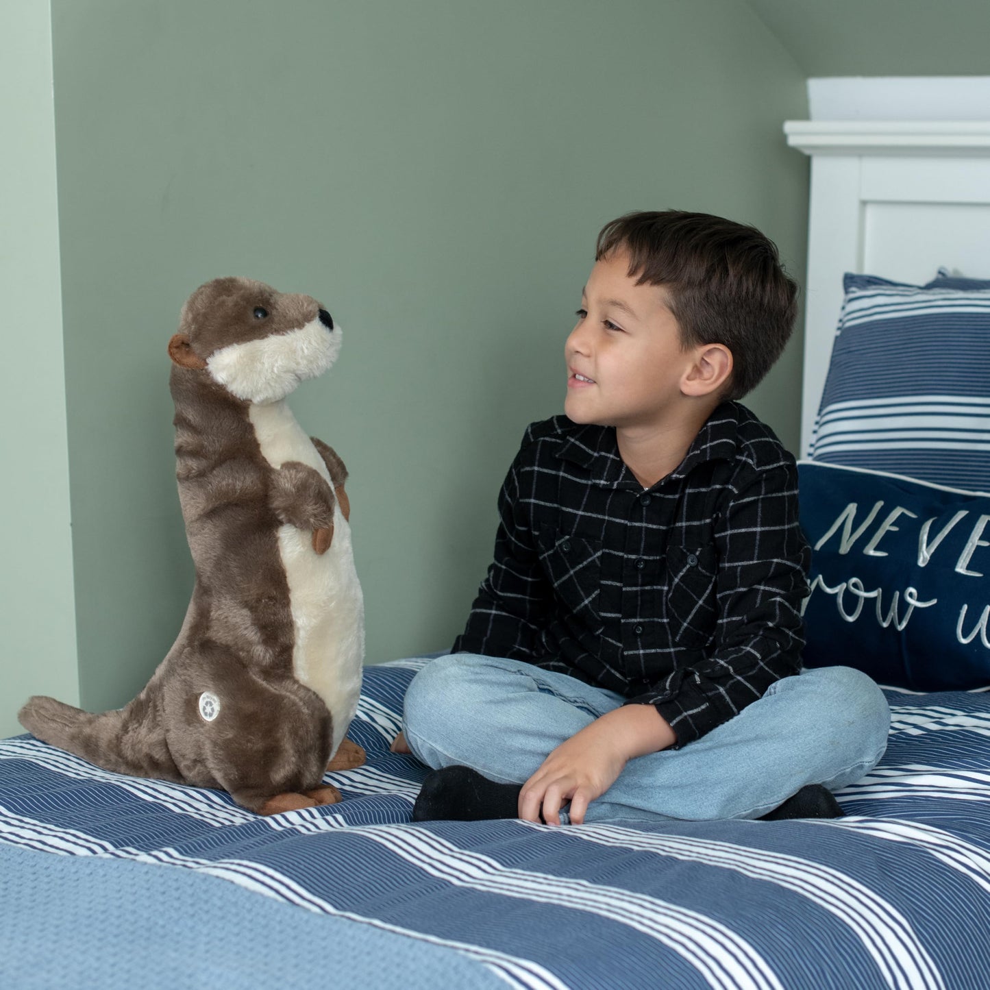 The Petting Zoo River Otter Stuffed Animal Standing, Gifts for Kids, Wild Onez Zoo Animals, River Otter Plush Toy Standing 14 inches