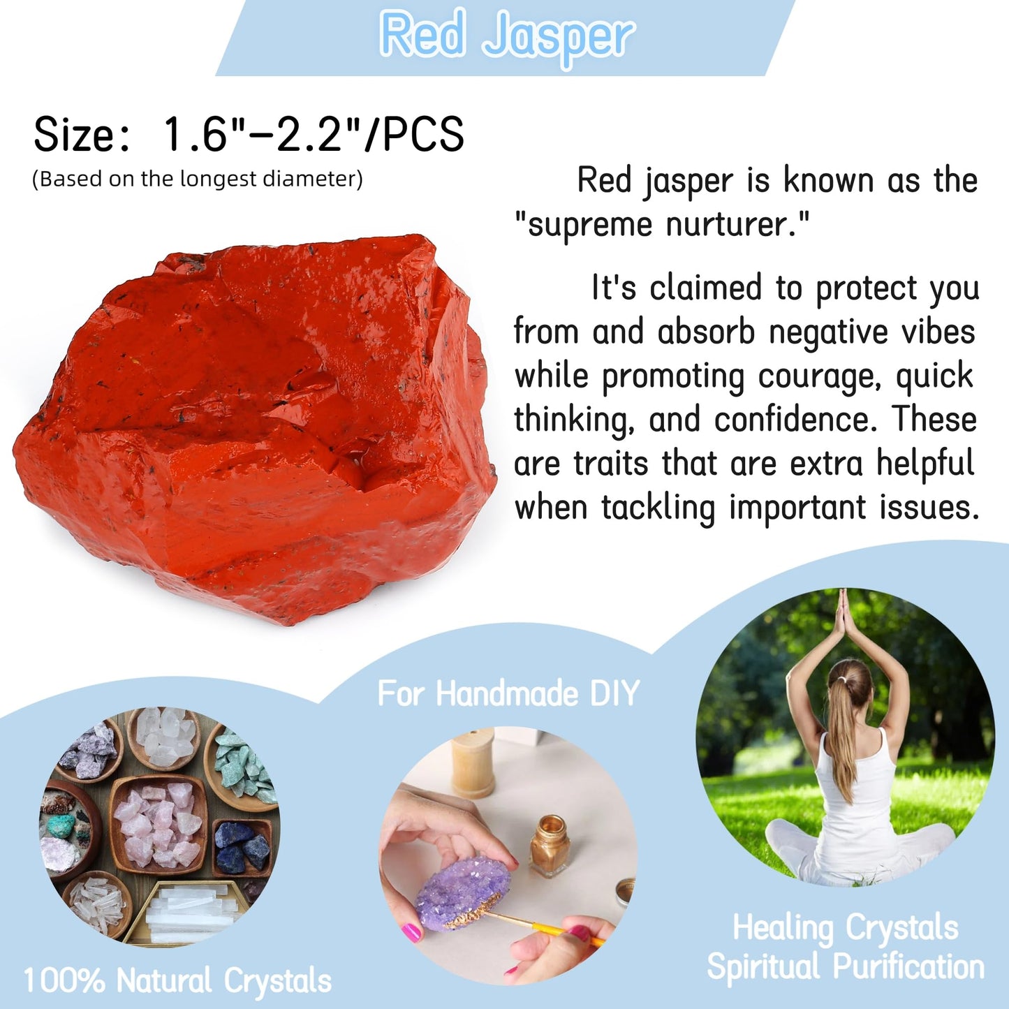 YATOJUZI Red Jasper 1.8-2.2" Natural Raw Stones and Healing Crystals Large Stone Rough Crystal Rocks for Tumbling Cabbing Polishing Fountain Rocks Decoration 1PCS