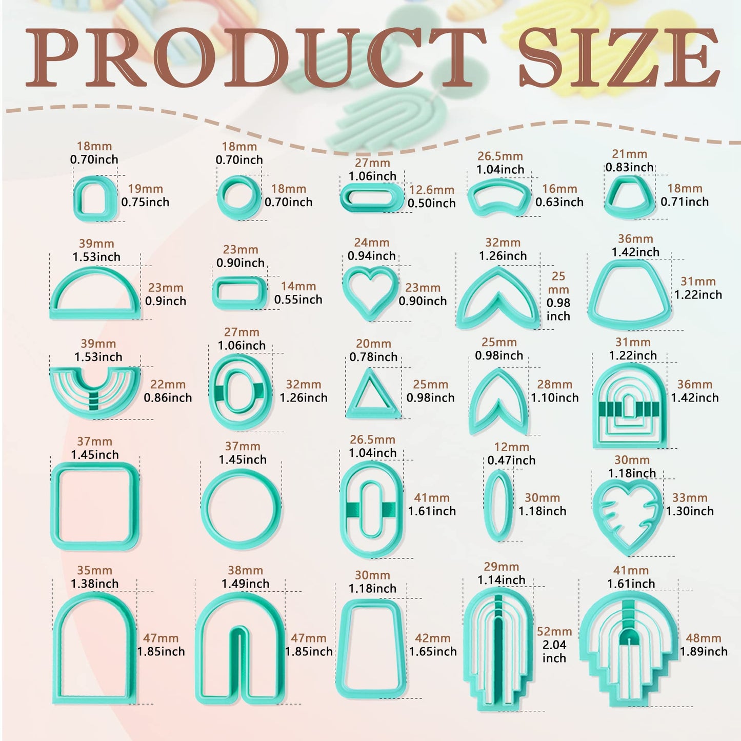 TAINSKY Polymer Clay Cutters Set, 25 Shapes Clay Earring Cutters with 145 Earrings Accessories for Polymer Clay Jewelry Making