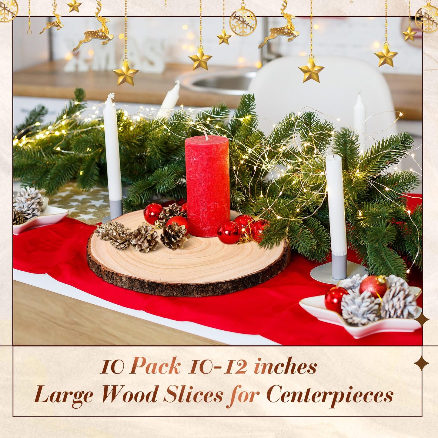 Tioncy 20 Pcs Natural Large Wood Slices for Wedding Centerpieces Decor Round Unfinished Wood Slab for Tables Wooden Circle for DIY Crafts Rustic Centerpiece(12-13 Inch)