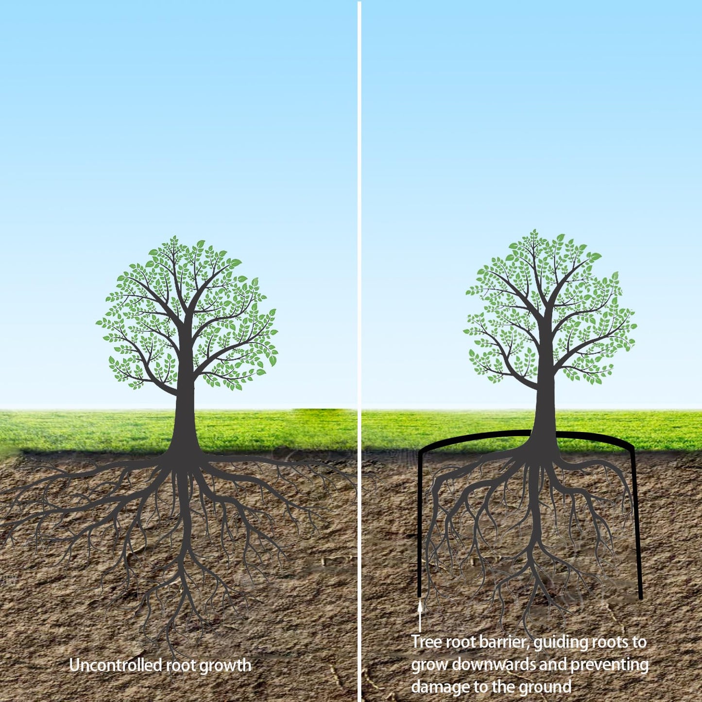 20ft x 24in x 60mil Tree Root Barrier Bamboo Barrier Rhizome Control Barrier for Landscaping and Protection Roads