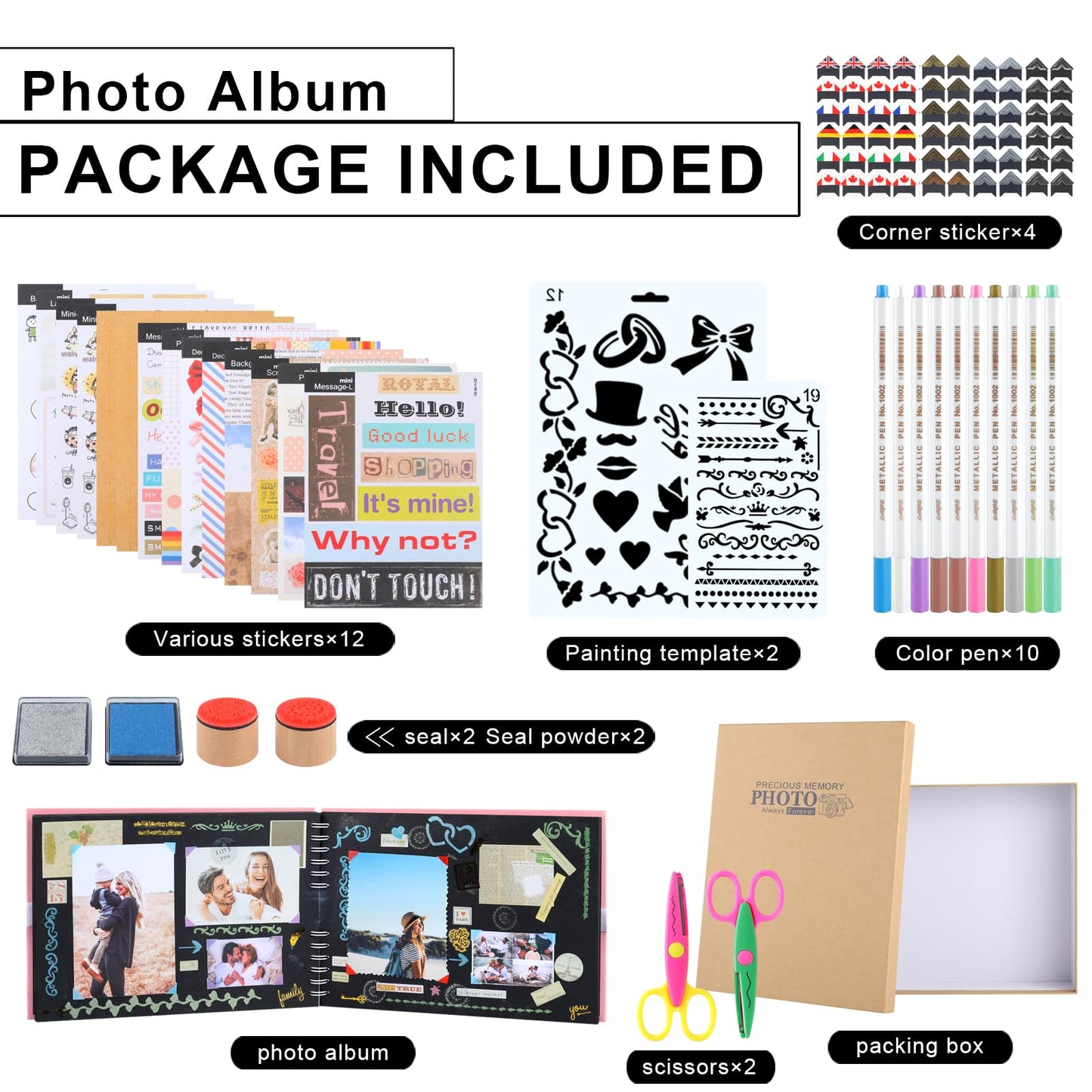 Scrapbook Photo Album DIY Kit, Baby Scrapbook Album,Wedding Guest Book,Anniversary Scrapbook, School Memory Book, Keepsake Handmade,with Many Accessories, 80 Pages (11.6x8.3 inchs, Brown)