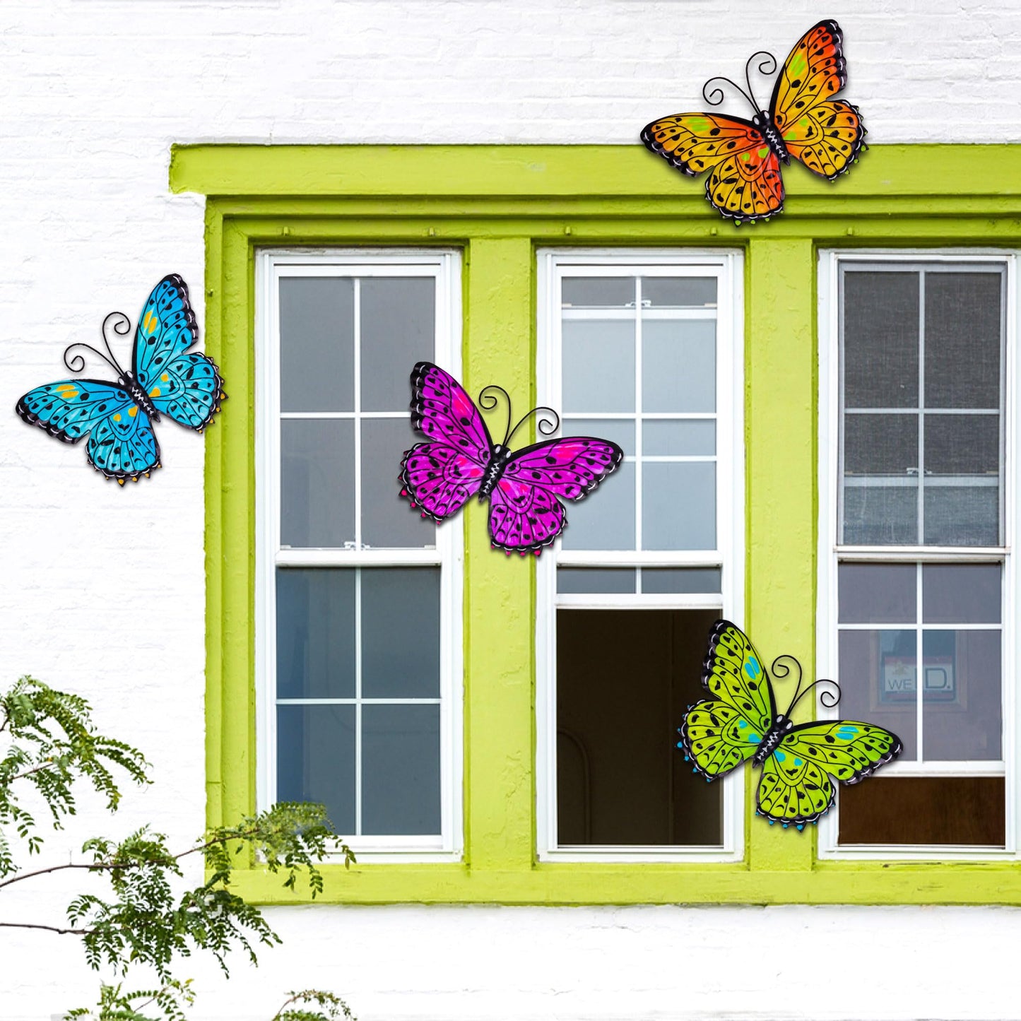 RICHIE Metal Butterfly Wall Decor Outdoor Fence Wall Art Decor, Wall Sculpture Hanging Decoration for Garden Yard Living Room Bedroom Patio Balcony(4 Pack)