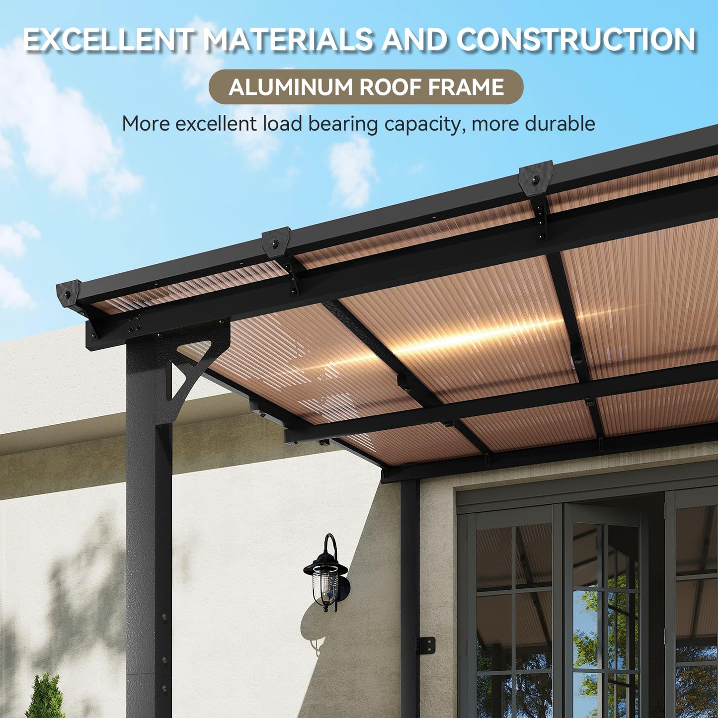 Aoxun 8’x10’ Gazebo, Wall Mounted Gazebos Pergola on Clearance, Outdoor Patio, Large Wall-Mounted Heavy Duty Awnings for Patio, Decks, Backyard (Black)