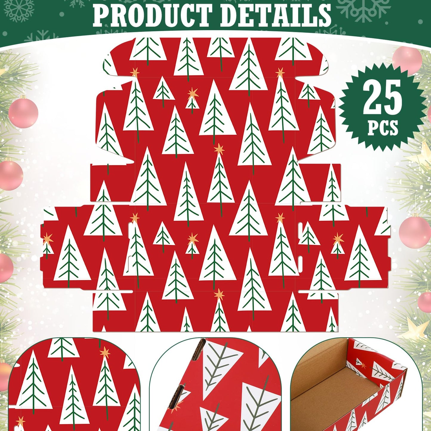 Zhanmai 25 Pcs Christmas Shipping Gift Boxes Small Holiday Mailing Cardboard Gifts Boxes Christmas Shipping Packaging Cases for Wrapping Holiday Goodie Present(4 x 8 x 2 Inch,Classic Style)