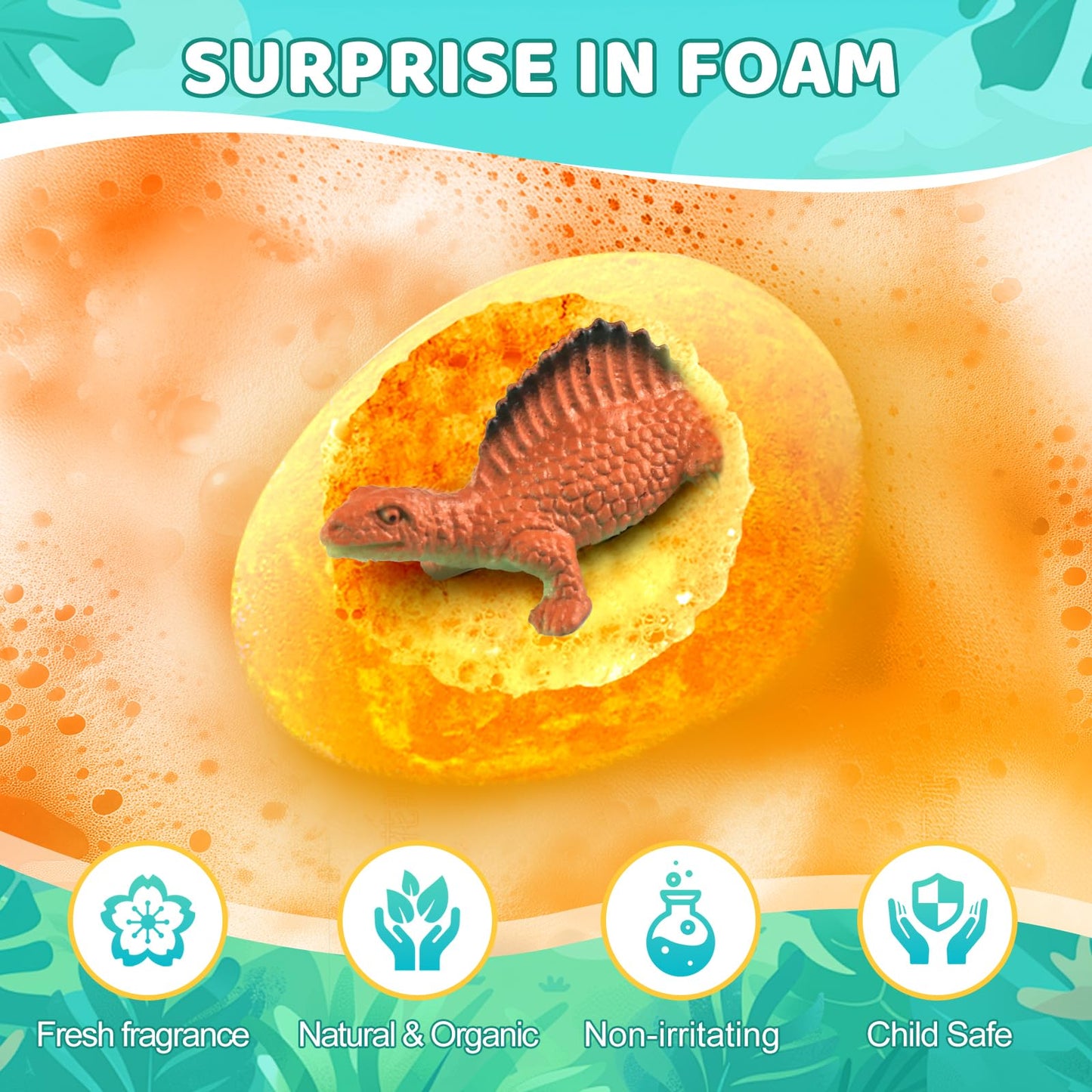 Bath Bombs for Kids with Surprise Toys Inside - 9 Pack Dinosaur Bath Bombs Gift Set, Dinosaur Toys for Kids 3 4 5 6 7 8 9 Years, Birthday Gifts for Kids, Bubble Bath Fizzes Bath Toy
