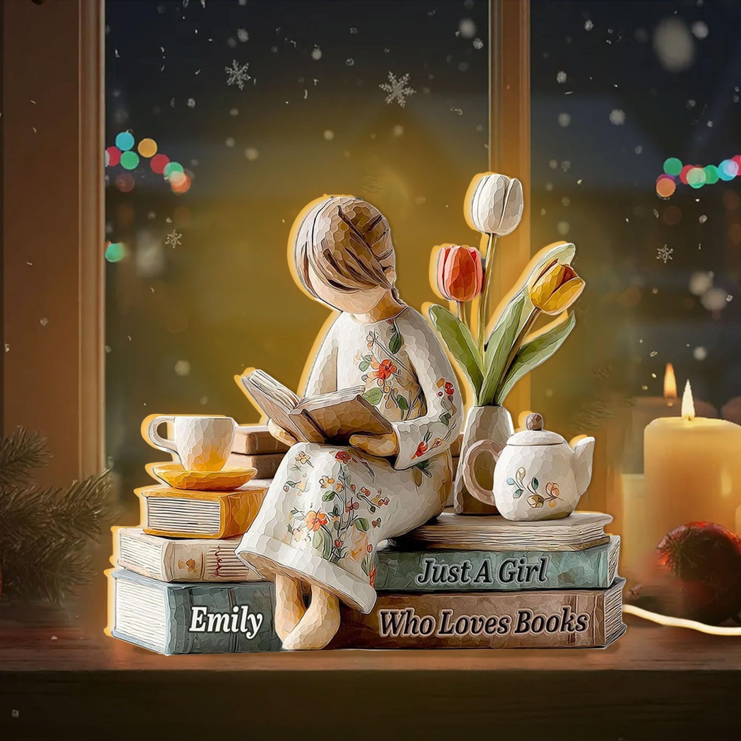 Personalized Just A Girl Who Loves Books Light Box, Custom Name Reading Girl LED Acrylic Night Lamp, Book Lover Light Decor, Unique Gift for Readers, Birthday, Christmas 2025 2