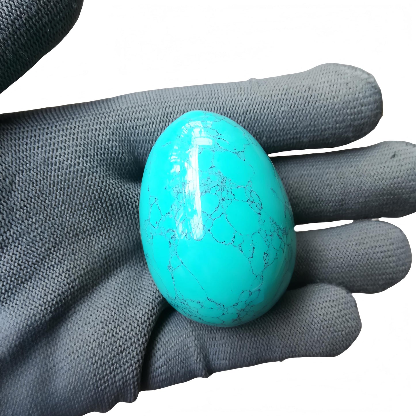 Sunshcat Synthetic Green Howlite Turquoise Egg Shaped Meditation Chakra and Home Decor Balance Crystals and Healing Stones Statue Set,35 * 50mm Easter and Thanksgiving Gift,with Wooden Bracket