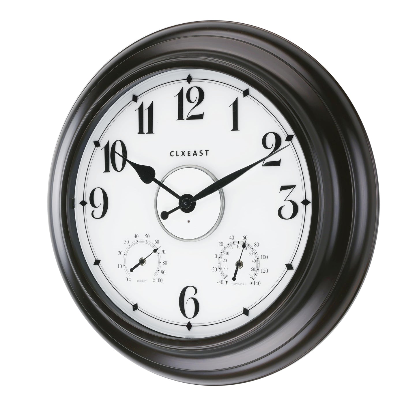 CLXEAST 24 Inch LED Self-Illuminated Outdoor Metal Clocks Waterproof, Large Lighted Outdoor Clock with Temperature and Humidity,Oil Rubbed Bronze Black,Spring Garden Decor