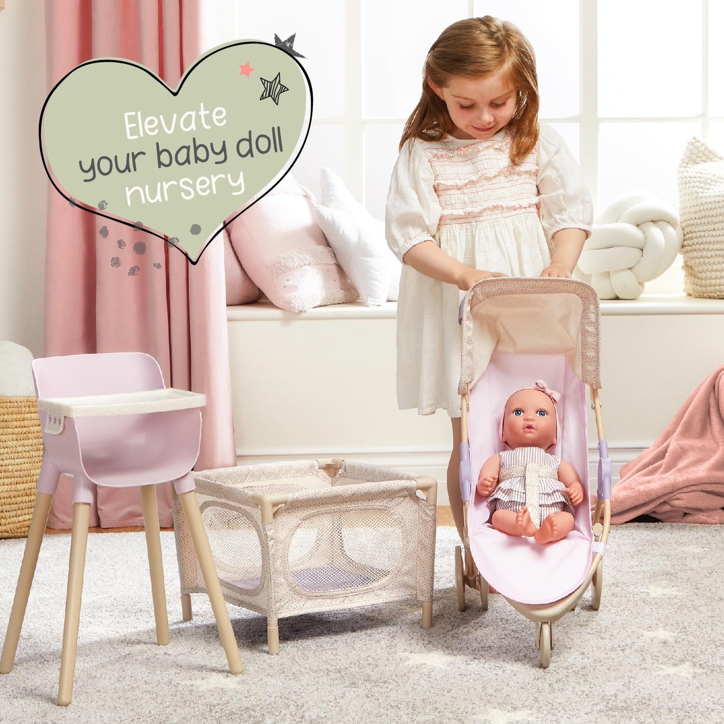 LullaBaby – 14-Inch Bath Doll – Fair Skintone & Blonde Hair Baby Girl Doll with Accessories – Soft Plush Body – Real Water Play – Toddler Toy – Ages 2+