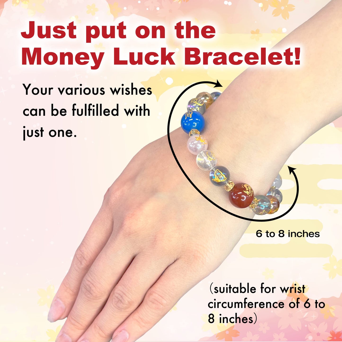 横浜わくわく館 Japan money lucky charms bracelet crystal bracelets feng shui good luck japan traditional design wealth men women unisex stretch