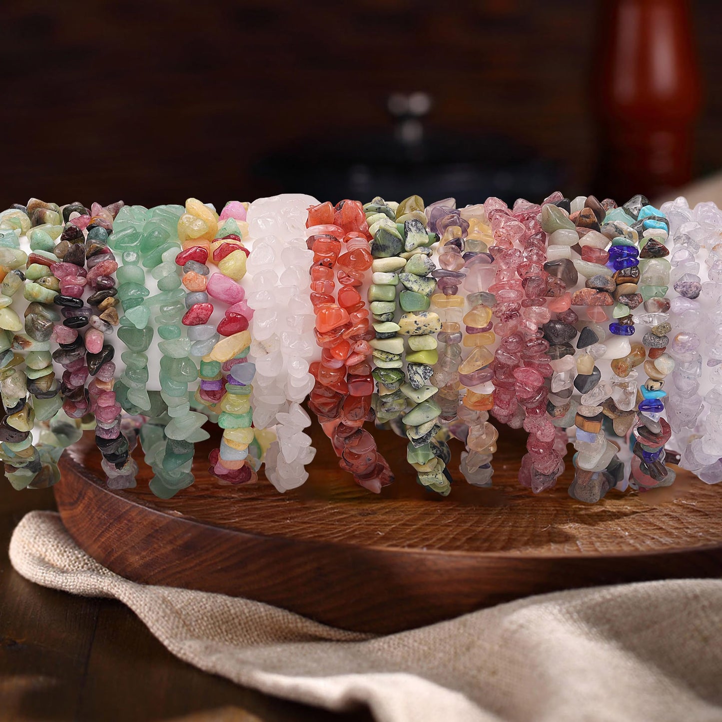 Youngbling Natural Chip Stone Beads 450 Pcs 5-8mm Healing Crystal Irregular Gemstone Beads Drilled Lose Rocks White Jade Bulk for Bracelet Jewelry Making
