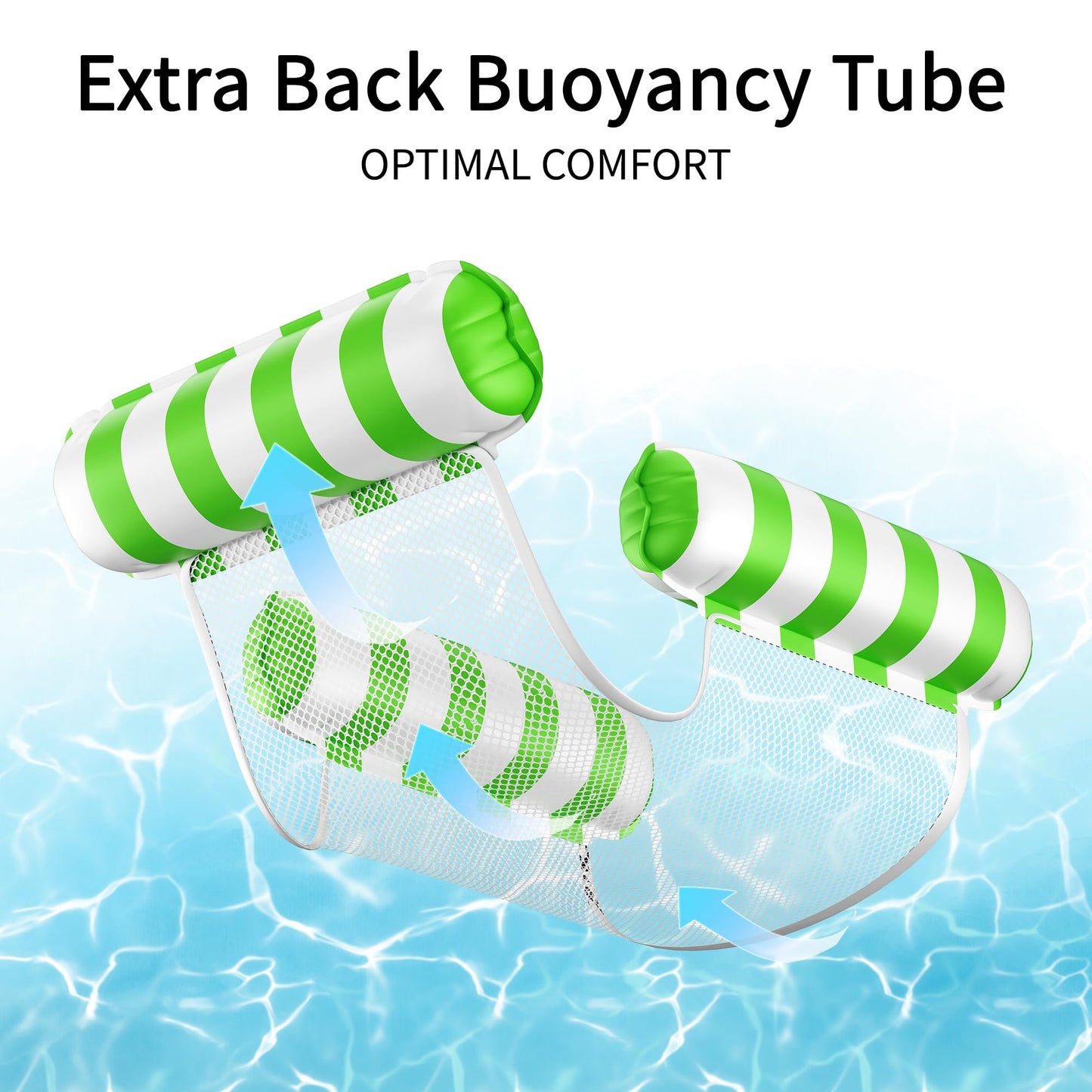 2 Pack Pool Floats for Adults, 4-in-1 Inflatable Pool Hammock Float with Cooling Mesh Seat, Portable Water Hammock Floating Chair Lounge for Pool, Beach, Lake, Hot Tub & Summer Pool