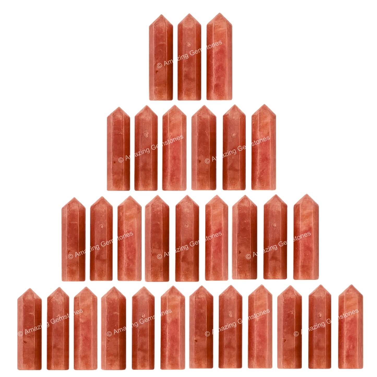 Amazing Gemstone Strawberry Quartz Crystal Points Bulk Healing Crystals and Stones - Pack of 3 Single Terminated Healing Wand Point Bulk Crystals for Crafts, Crystal Grid, DIY Work GIF