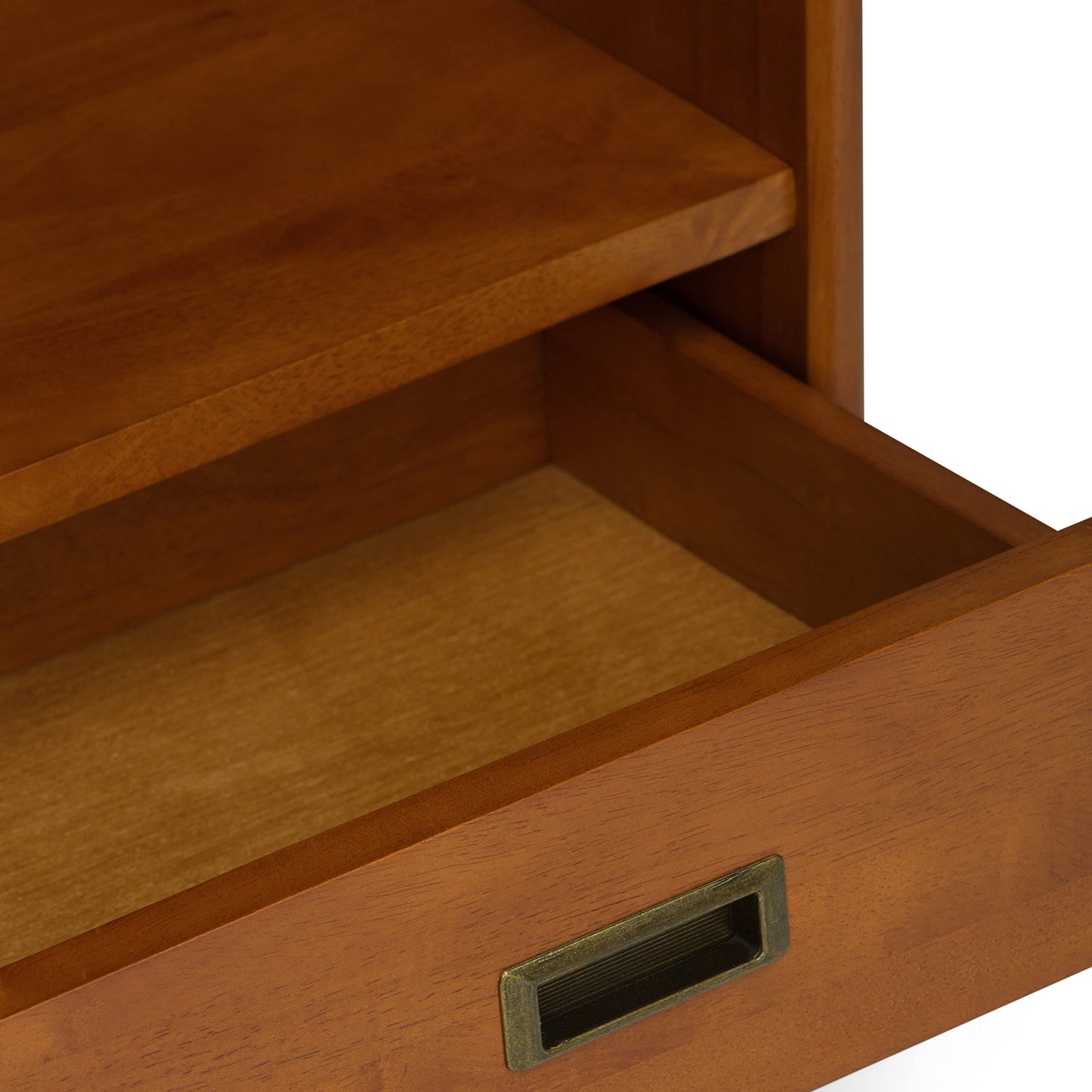 SIMPLIHOME Draper Bookcase - 64 inch Tall Solid Wood Storage Bookshelf in Teak Brown, Mid-Century Modern Storage for Living Room, Study Room or Office with Adjustable Shelves and Angled Legs