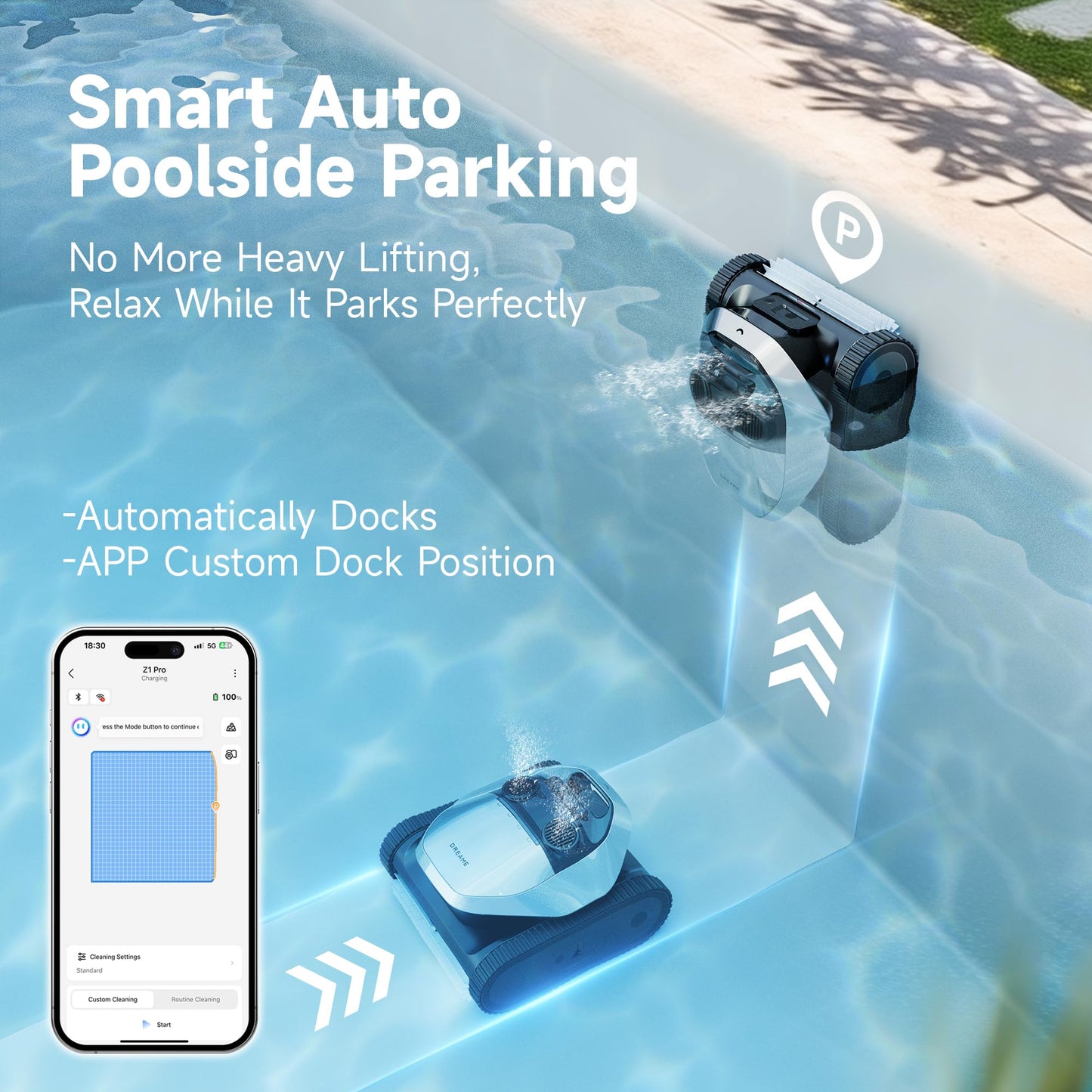 DREAME Robotic Pool Cleaner, 8000 GPH Strong Suction, 180-300 Mins Runtime, Smart Navigation Mapping, Automatic Cleaning for Wall, Waterline, Inground and Above Ground Pools