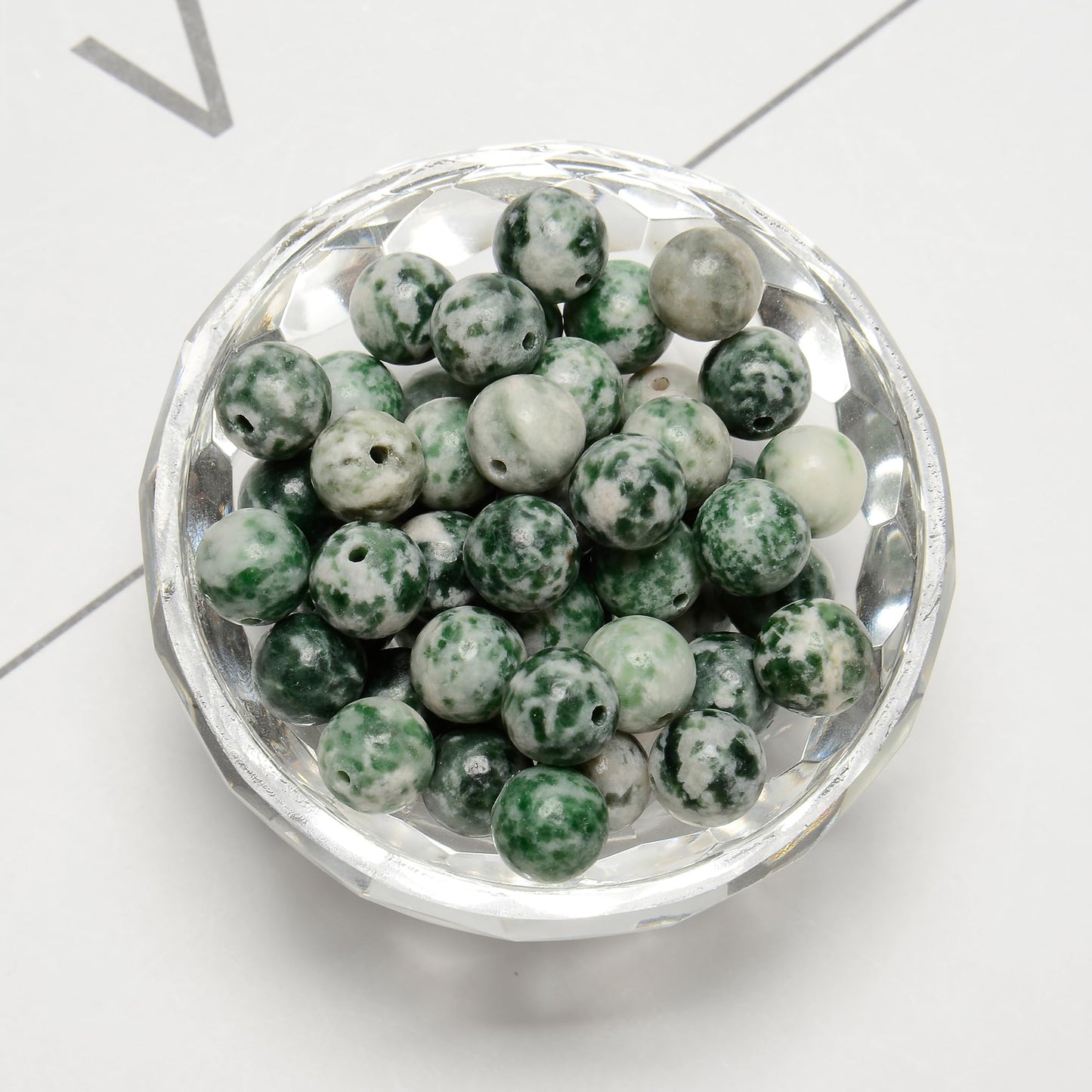 Land Long 120pcs(2 Strand/Set) 6mm Natural Green Spot Jasper Gemstone Beads with Energy Power, Smooth Round Stone Beads for Jewlery Bracelets Making Crafts