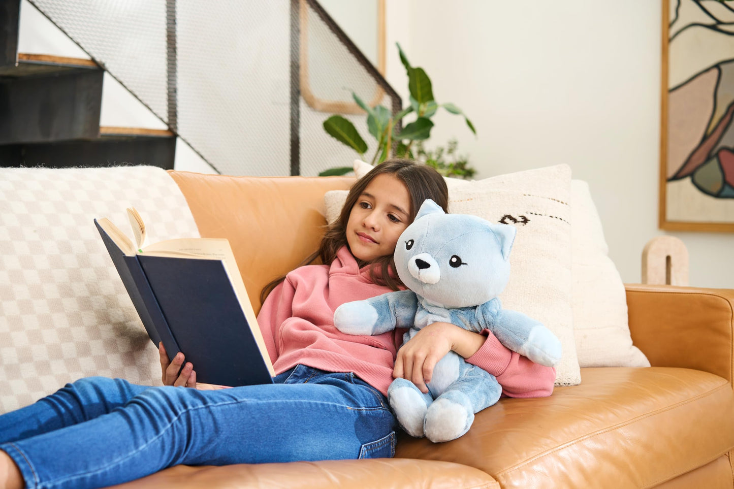 HUGIMALS Frankie the Cat 20 Inch 4.5 lb Heavy Cute Sensory Weighted Comfort Plush | Large Unscented Washable Self Care Calming Stuffed Animal for Kids, Teens and Adults
