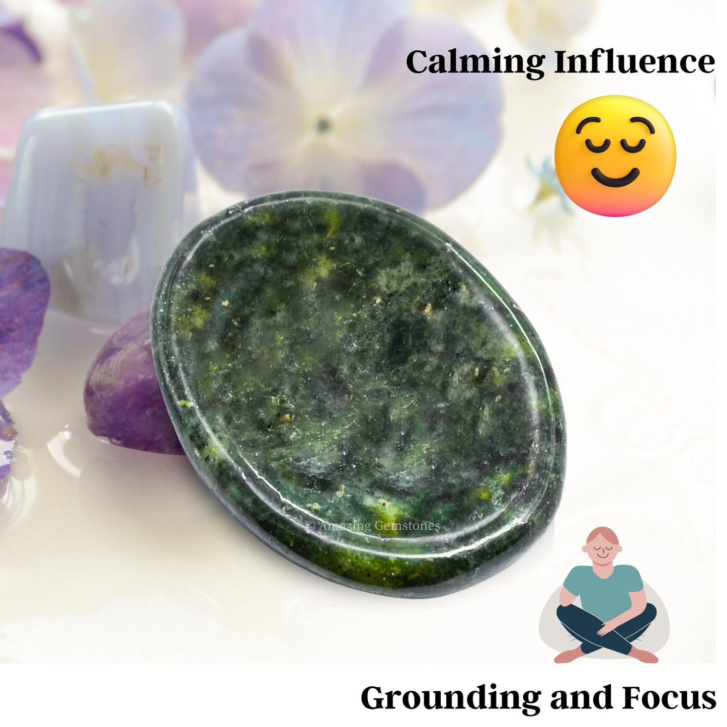 Amazing Gemstone Green Jade Worry Stone Crystals and Healing Stones - Worry Stones for Stress Relief Gifts - Piedra Crystal Fidget for Meditation - Unique Stocking Stuffers and Birthday Gifts