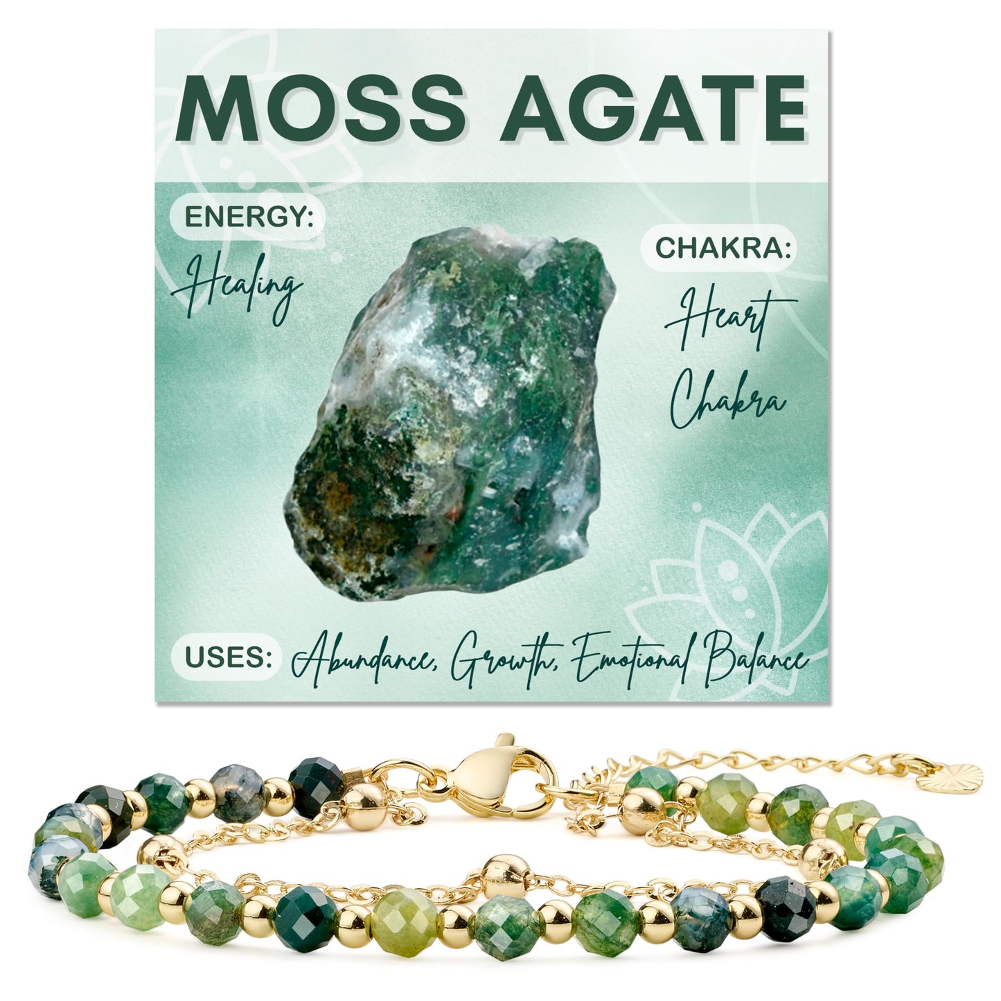 Farfume Moss Agate Crystal Bracelet Beaded Bracelets for Women 4mm Natural Stone Beads Gemstone Handmade Jewelry Valentine's Day Gifts