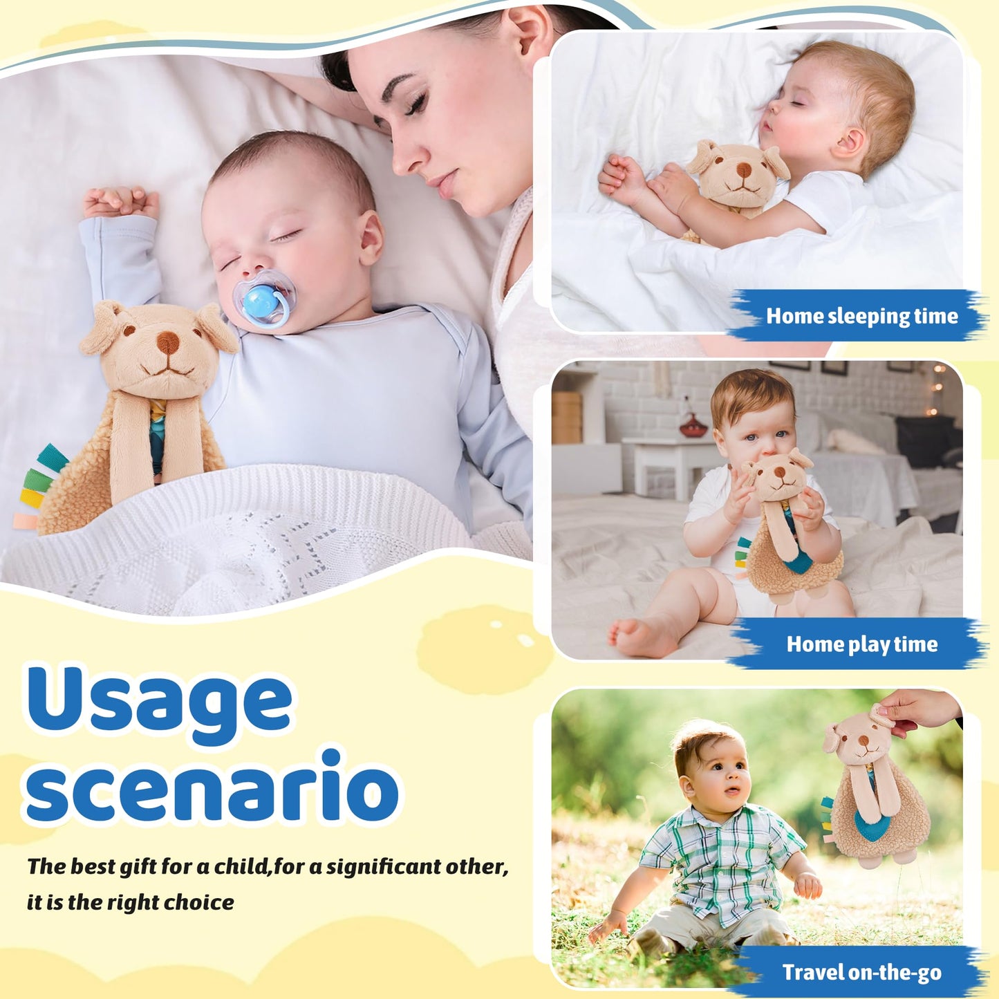 Pro Goleem Dog Loveys for Babies Girl and Boy, Baby Lovey with Teether, Baby Toys 0 3 6 9 12 Months, Safety Teething Toys for Babies Infant Newborn and Toddler Baby Gifts