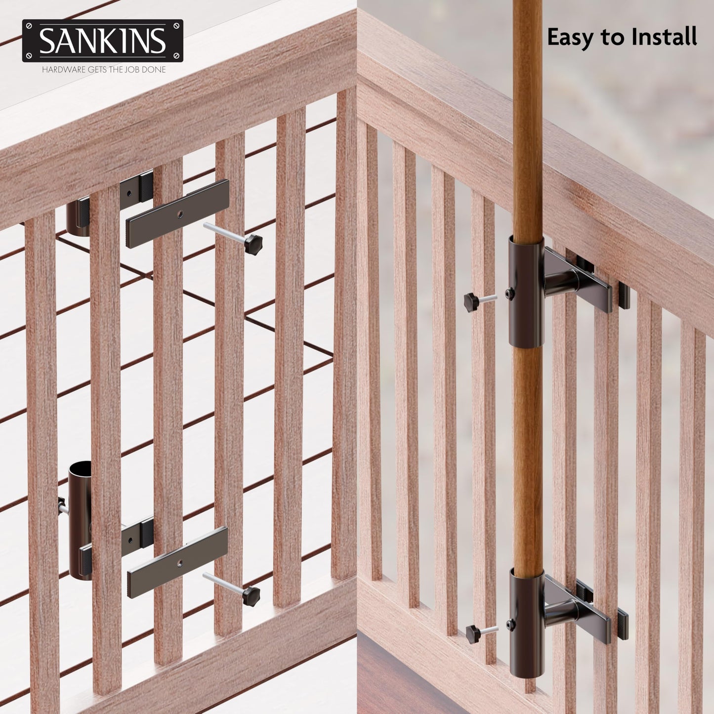 SANKINS Patio Umbrella Holder for Deck Railing, Adjustable Patio Umbrella Base Outdoor Umbrella Stand, Patio Umbrella Clamp Deck Umbrella Mount for Balcony, Patio Railing