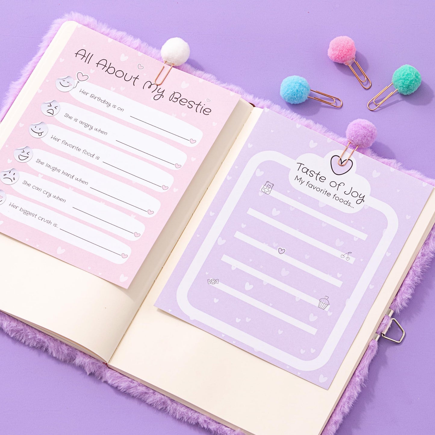 HAPPY LOLLI Purple LolliME DIY Journal Kit for Tween & Teen Girls Ages 8–14, Birthday Gift, 300+ Pieces Lockable Diary Set, Arts & Crafts, Scrapbook & Creative Journaling