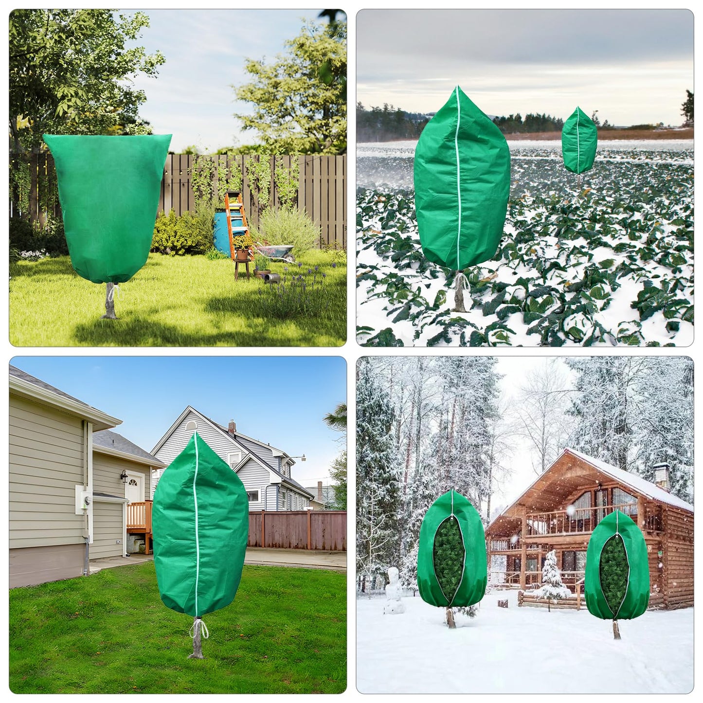 Plant Covers Freeze Protection – 2 Pack 95"x95" Extra Large Frost Blankets for Outdoor Plants, 2.8oz/yd² Heavy-Duty Tree Covers with Zipper & Drawstring – Reusable Winter Plant Freeze Cloth