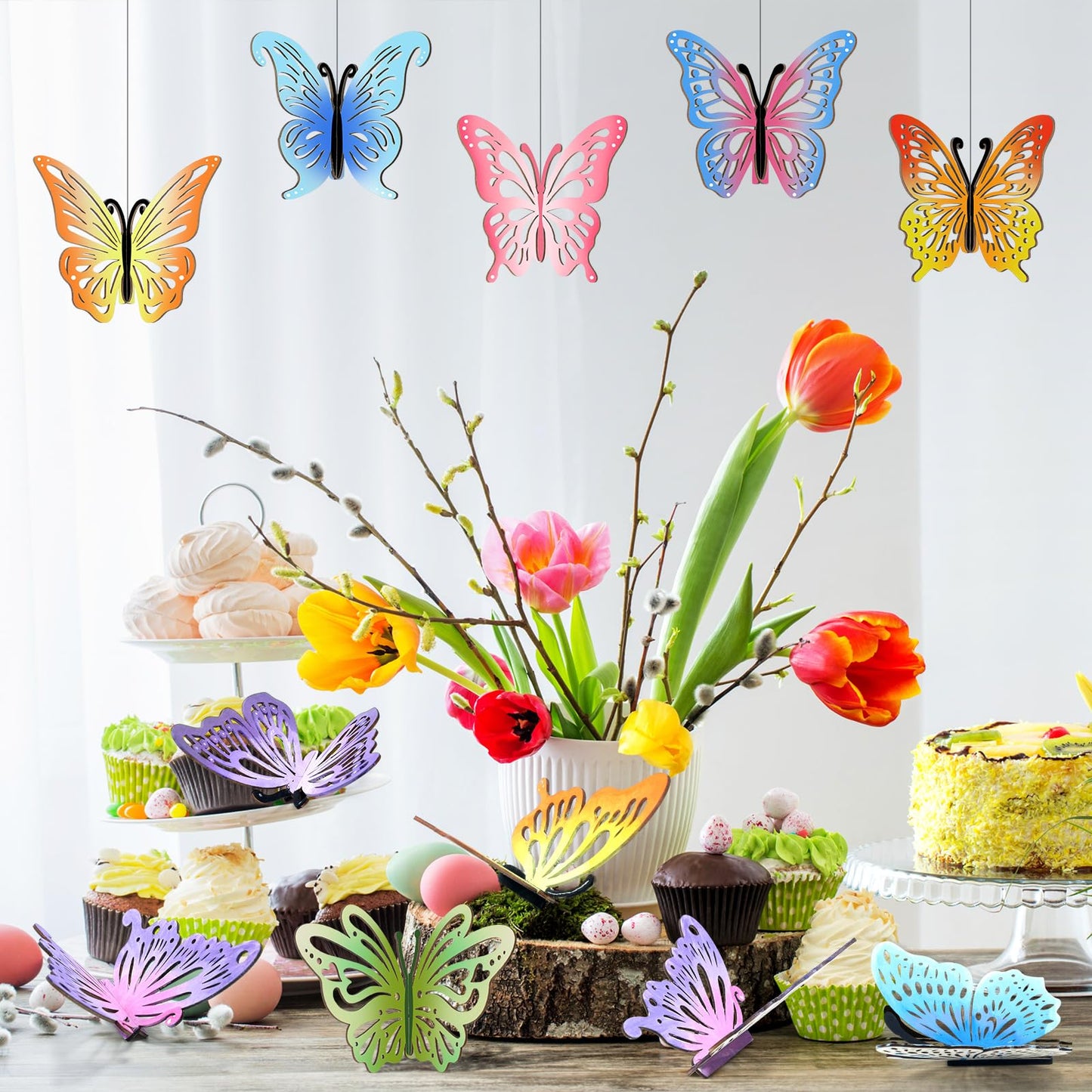 Yousoontic 20 Pcs Spring 3D Wooden Butterflies for Crafts Wood Butterfly DIY Crafts Unfinished Wooden Butterfly Cutouts Ornaments for Painting Spring Summer Tiered Tray Tabletop Decor