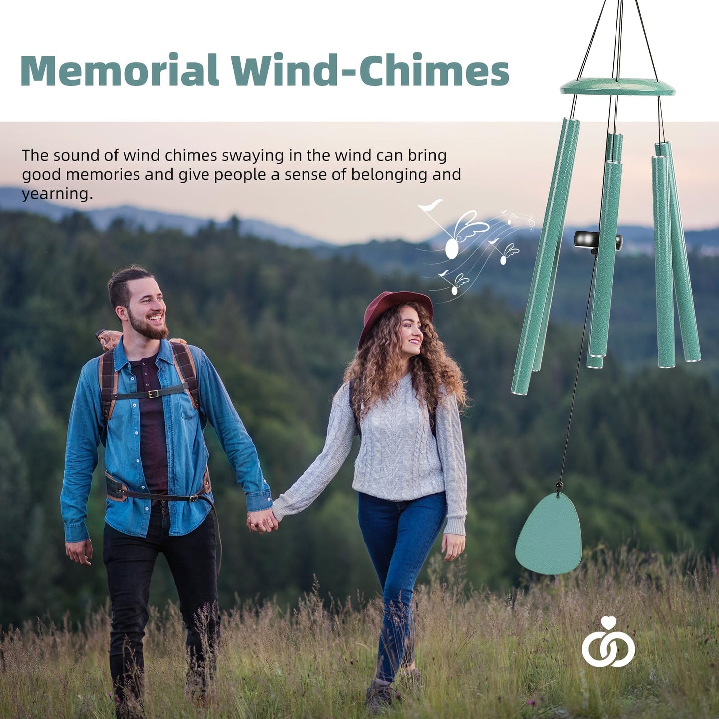 FSVGYY Wind-Chimes-Outdoor-Deep-Tone, Large Soothing Melodic Tones Windchimes, Wind Chimes for Outside, Memorial Wind Chime Best Gift for Mom Women Grandma Neighbors(32" Cyan Coated Aluminum)