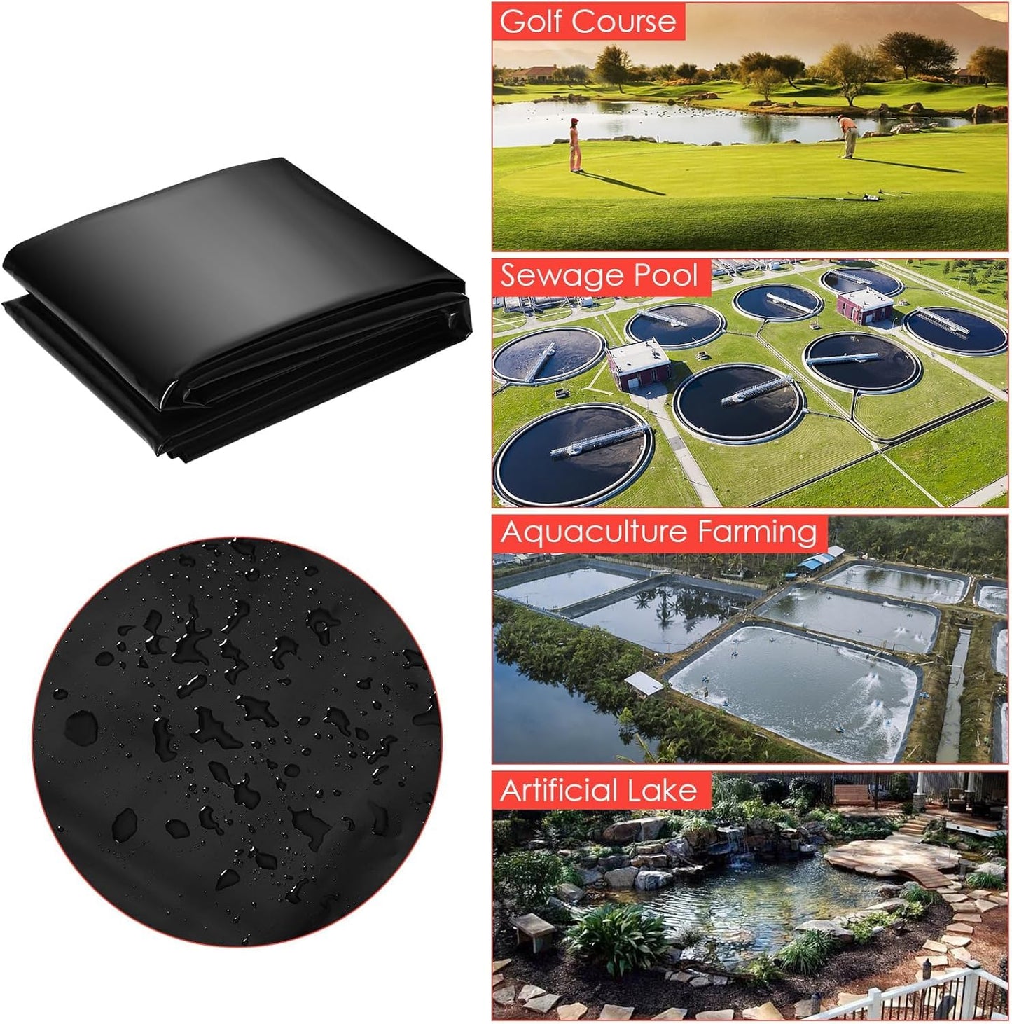 ExploreHorizon 10x15 Ft Pond Liner, 45 Mil EPDM Material,Flexible & Durable, UV Resistant & Easy to Cut for Koi Ponds, Waterfall Bases, Fountains & Water Gardens