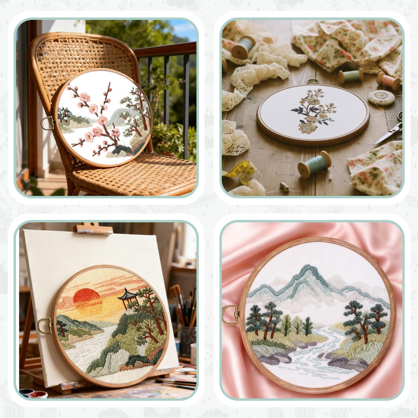 SHENLIU 15 Pcs 8 Inch Round Embroidery Hoops Frame, Cross Stitch Hoop Imitated Wood Embroidery Hoop Circle Rubber Ring Display for Art Craft Sewing and Christmas Ornaments