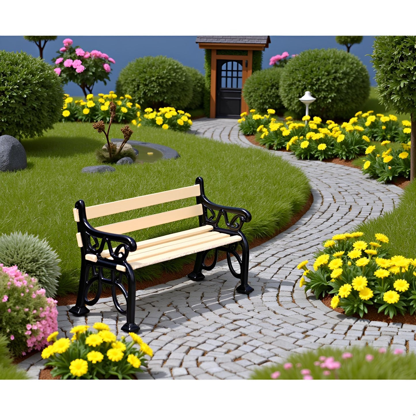 1/24 Miniature Park Bench Dollhouse Decoration Accessories, DIY Doll House Kit
